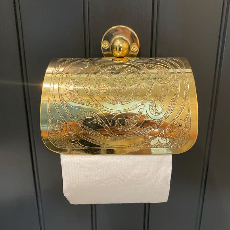 Solid Brass Toilet Paper Holder With Sliding Cover | Bathroom Tissue Holder