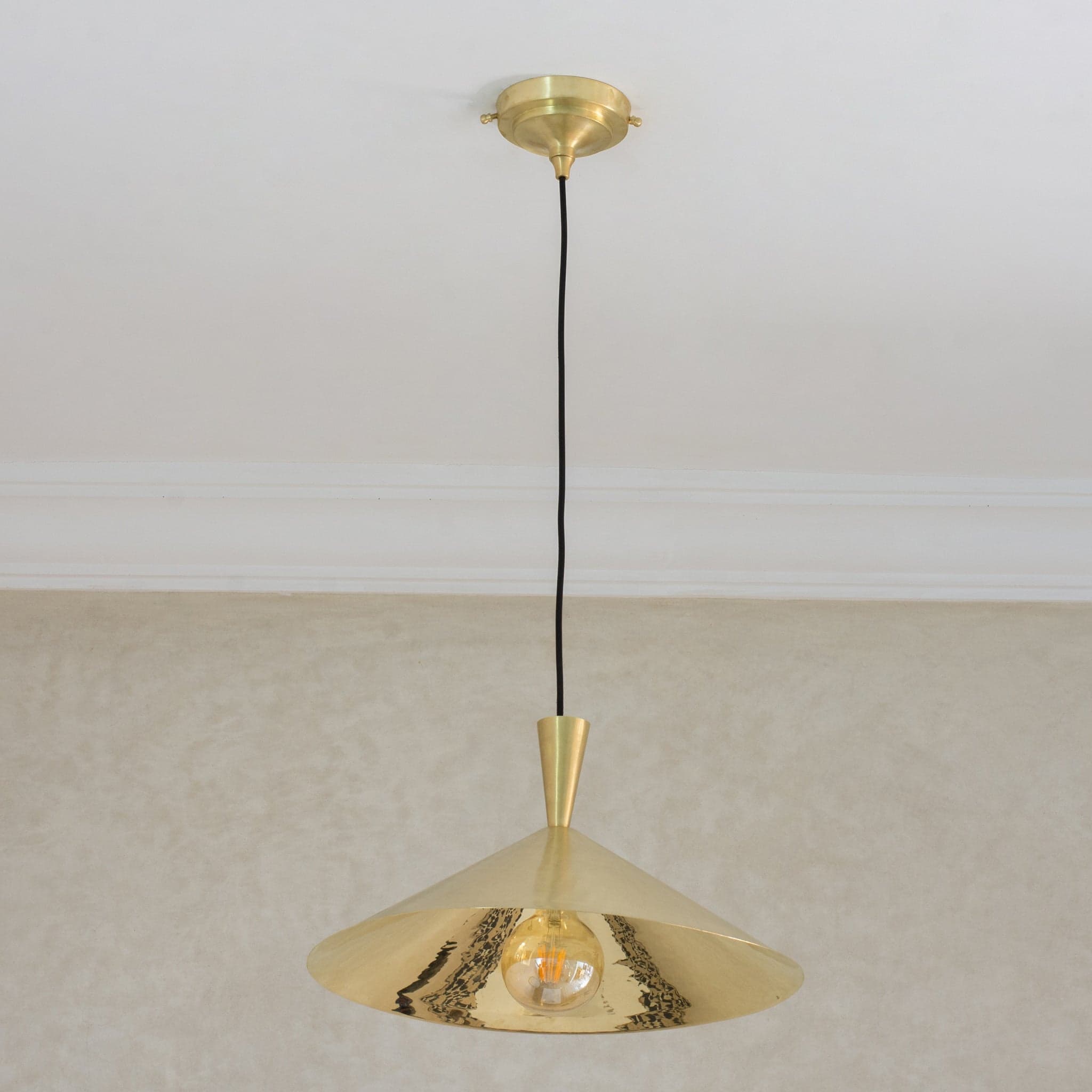 Brass Cone Pendant Light, Kitchen Island Ceiling Light Fixture, Modern Hanging Shade For Kitchen & Living Room, Cone Shade Light