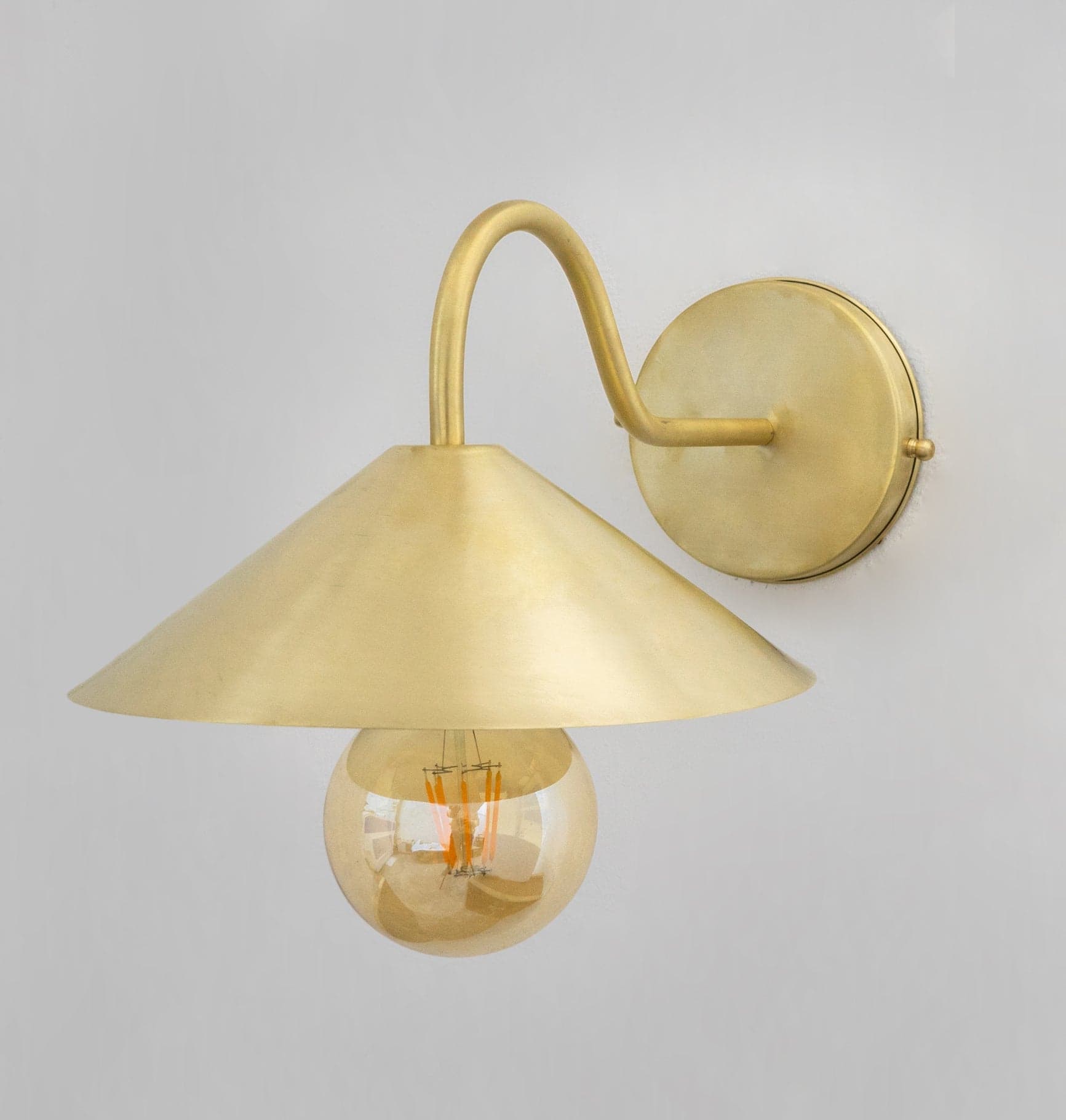 Brass Gooseneck Sconce Light | Cone Shade Wall Lamp