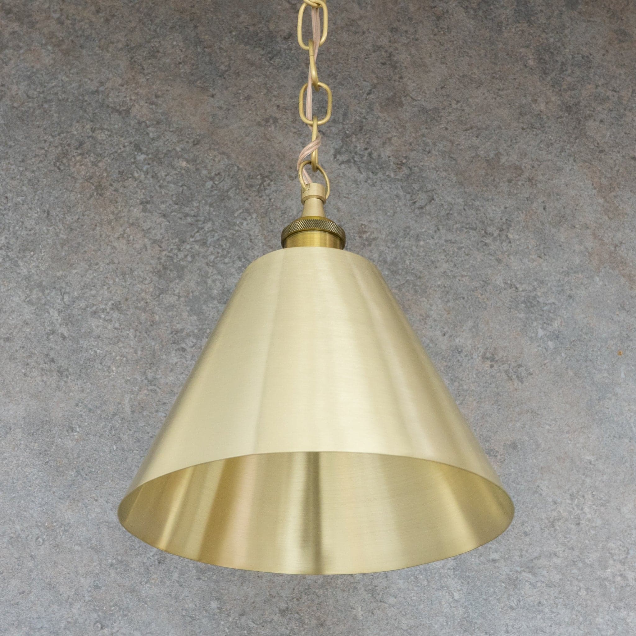 Brushed Brass Cone Pendant Light - Sleek Modern Moroccan Task Lighting