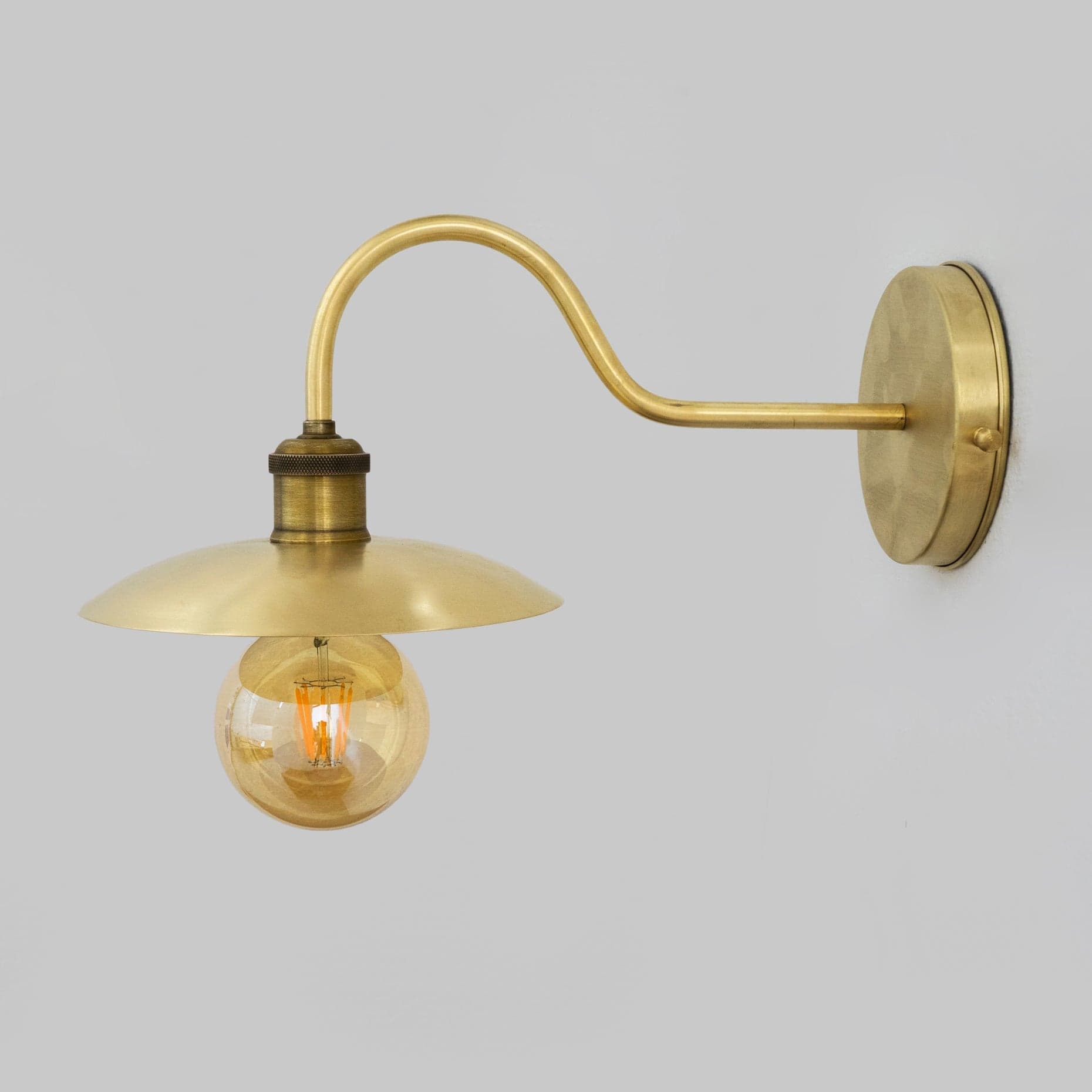 Brushed Brass Wall Sconce Light, Solid Brass Wall Lamp, Wall Lighting Fixture
