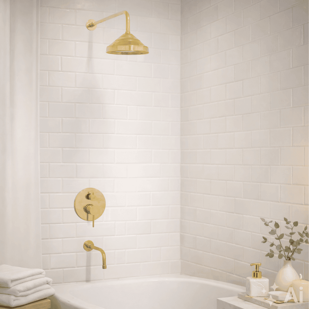 Built-in 2 outlet Brass Shower System - Head Shower System With Tub Filler