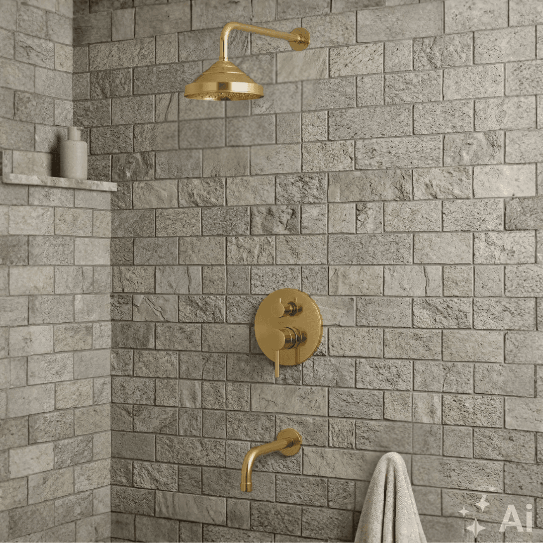 Built-in 2 outlet Brass Shower System - Head Shower System With Tub Filler