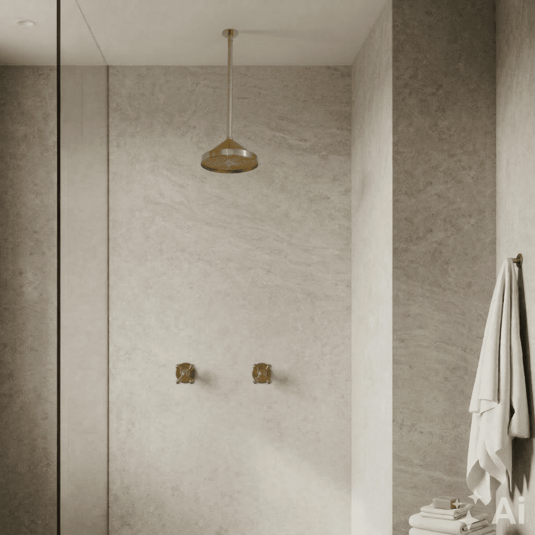 Ceiling Mount Shower System, Two Handle Shower System, Rainfall Shower System, Ceiling Showerhead, Overhead Shower