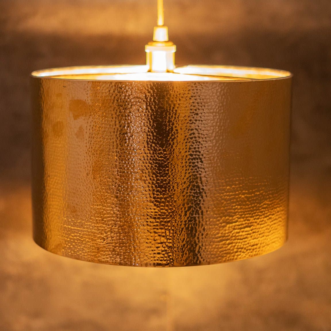 Hammered Brass Cylinder Pendant Light, Unlacquered Brass Pendant Light