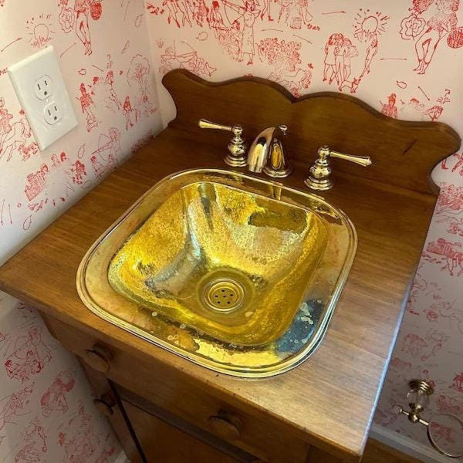 Hammered Brass Sink, Square Drop-in Brass Bathroom Sink, Hammered Antique Brass Sink