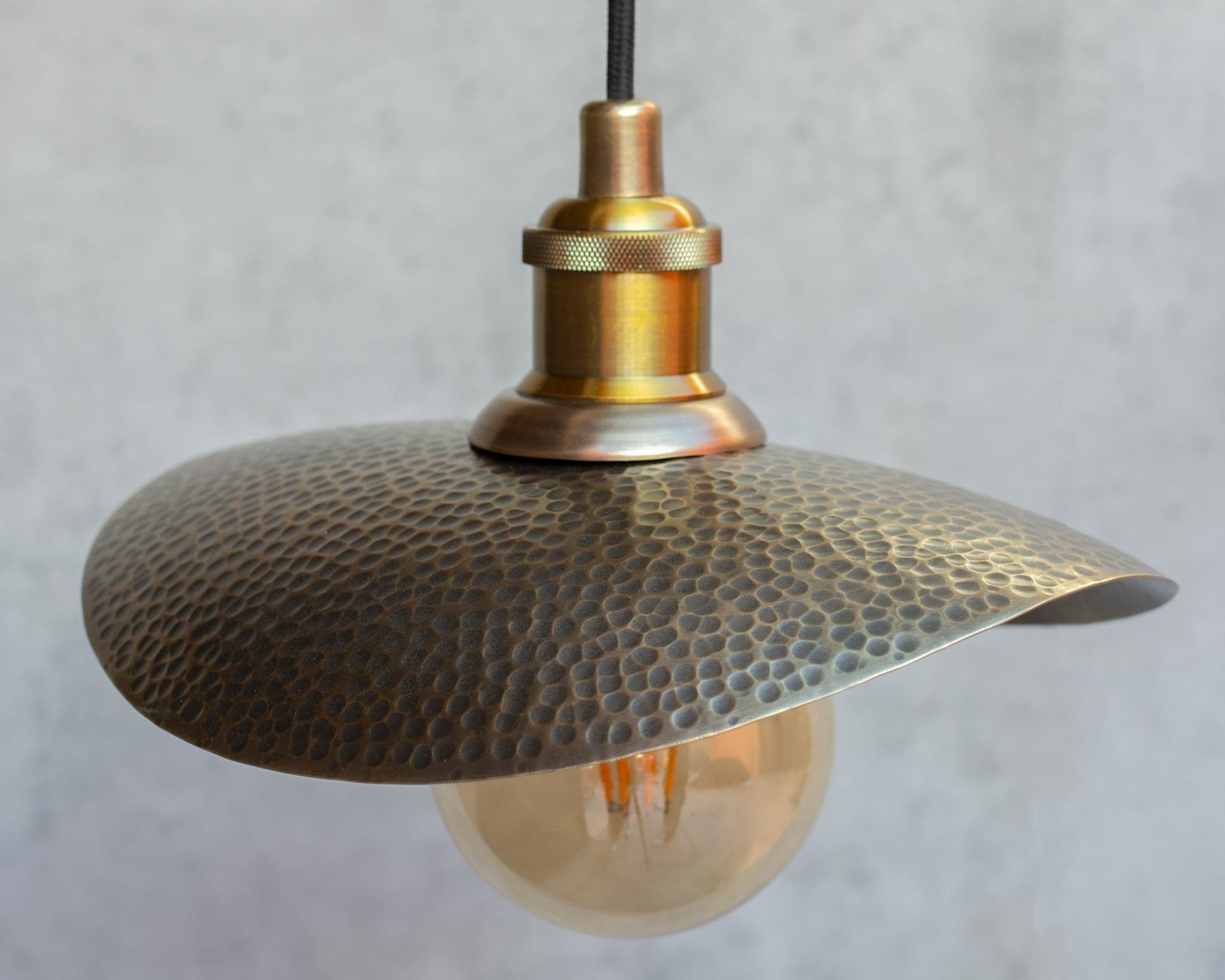 Hammered Bronze Finish Curved Plate Pendant Light, Solid Brass Ceiling Light, Leaf Pendant Light Bronze