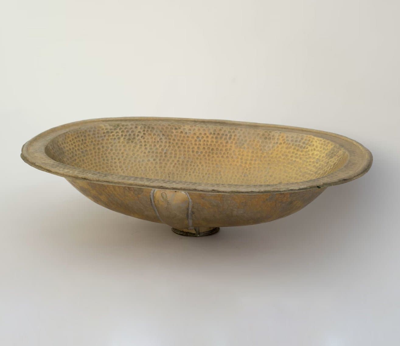 Hammered Oval Brass Sink – Drop-In Antique Brass Bathroom Sink | Aged Solid Brass Basin