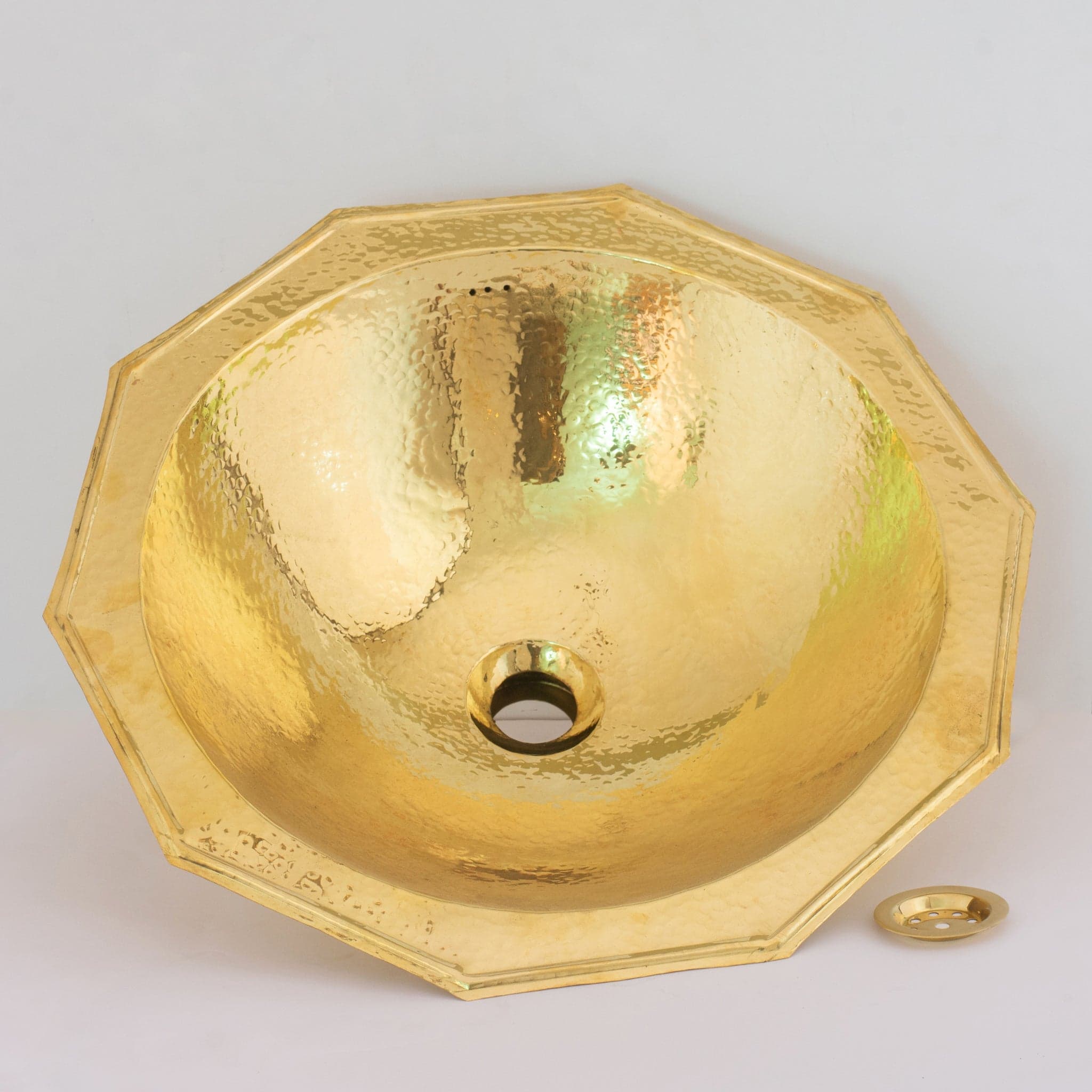 Handcrafted Decagon Solid Brass Hammered Sink | Drop-In