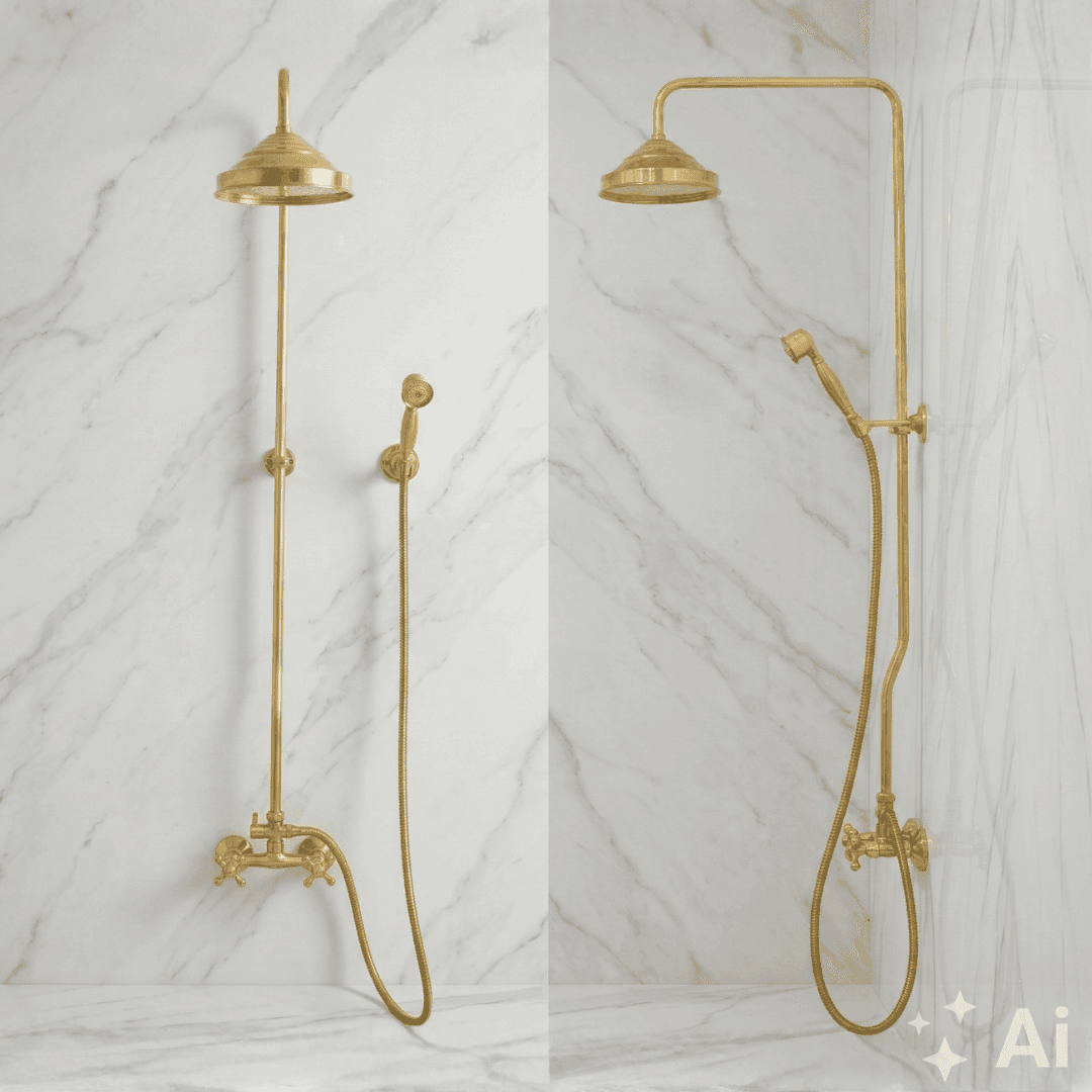 Heritage - Unlacquered Brass Exposed Shower System With Handheld