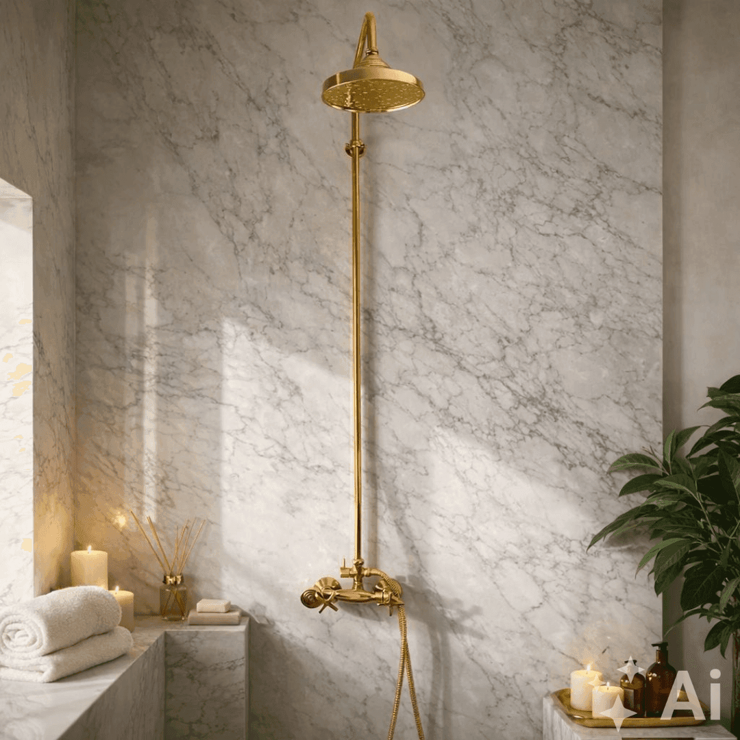 Heritage - Unlacquered Brass Exposed Shower System With Handheld