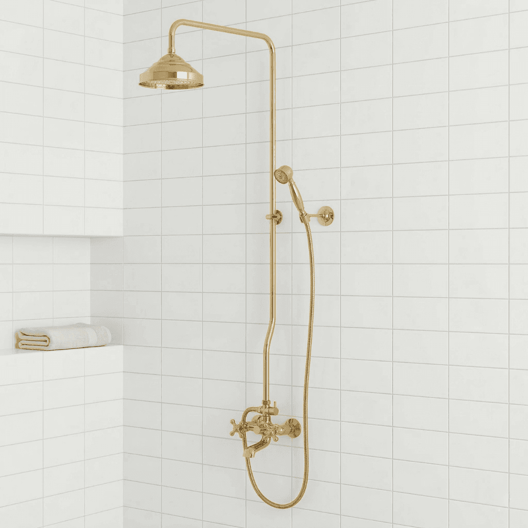 Heritage - Unlacquered Brass Exposed Shower System With Tub Filler