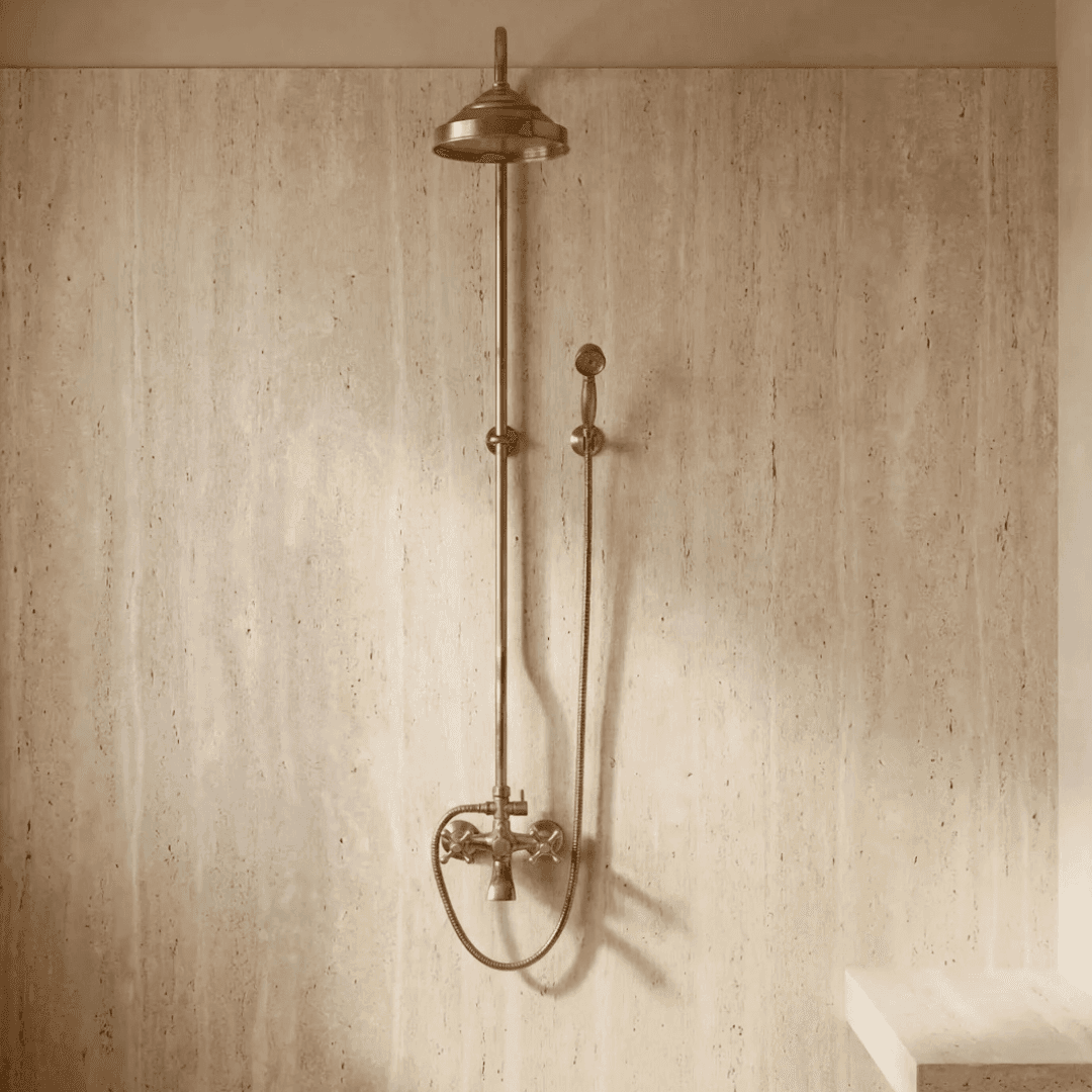 Heritage - Unlacquered Brass Exposed Shower System With Tub Filler