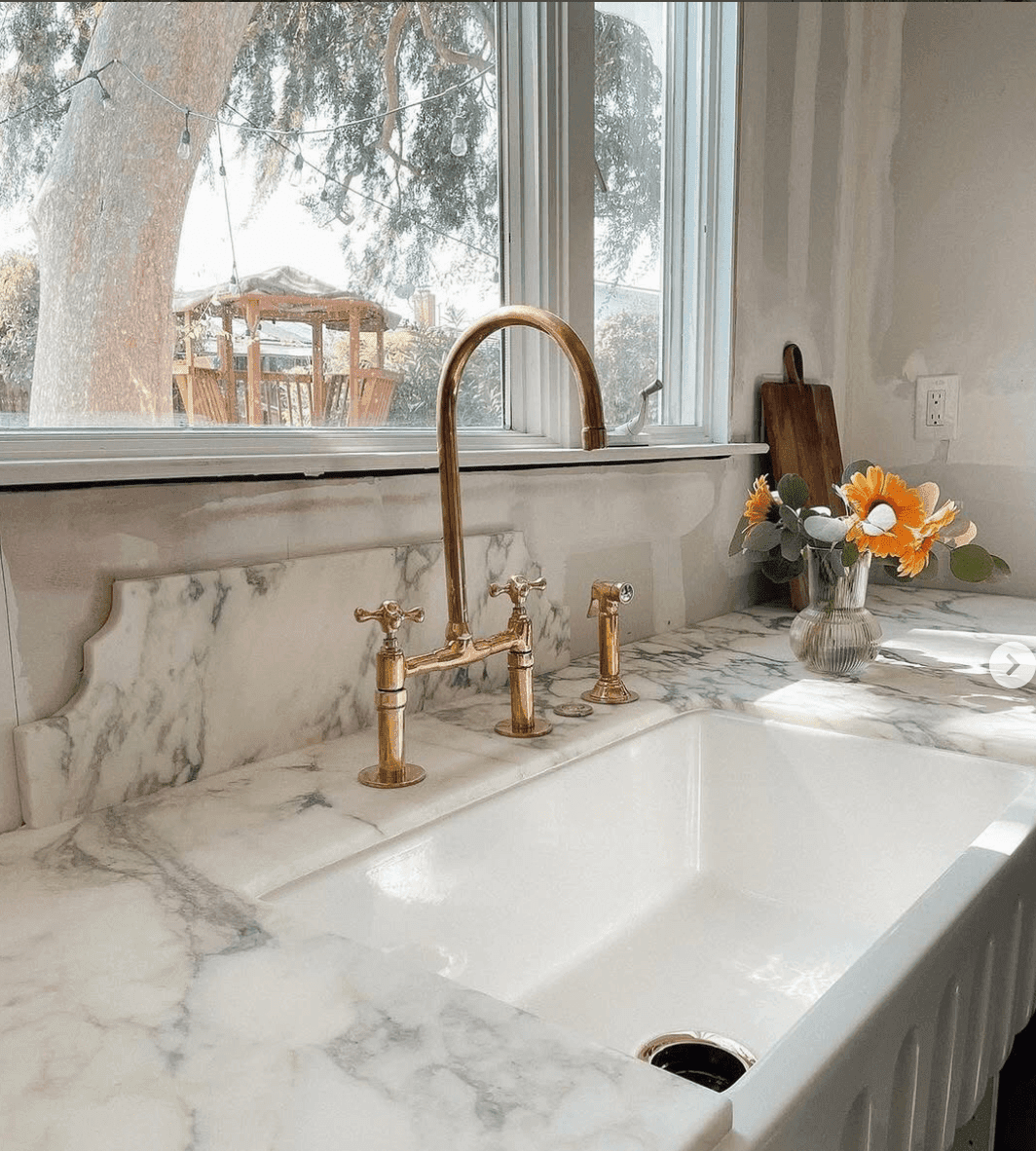 Heritage - Unlacquered Brass Kitchen Bridge Faucet