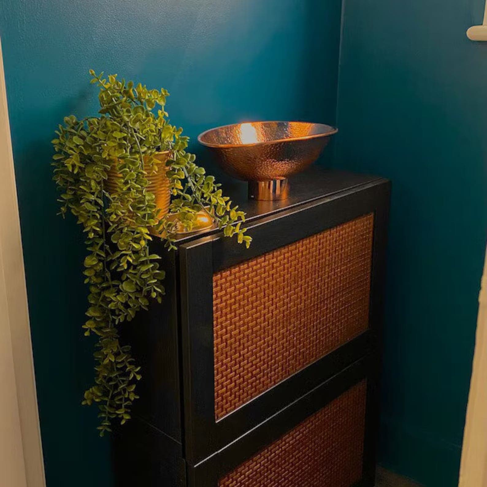 Oval Solid Copper Vessel Sink, Hammered Bathroom Vanity Sink, Powder Room Basin Sink