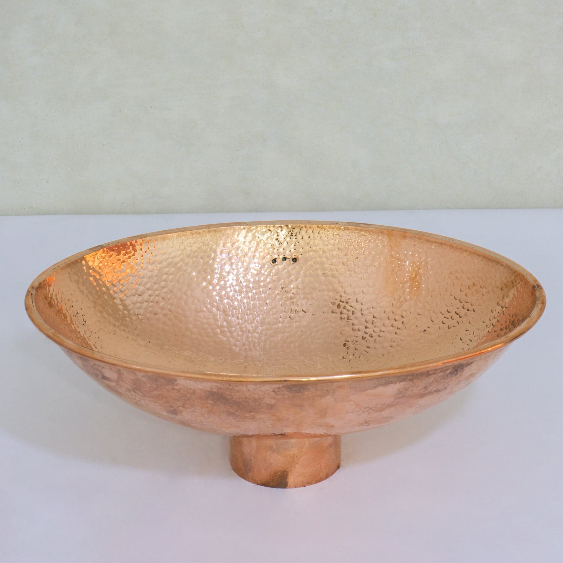 Oval Solid Copper Vessel Sink, Hammered Bathroom Vanity Sink, Powder Room Basin Sink