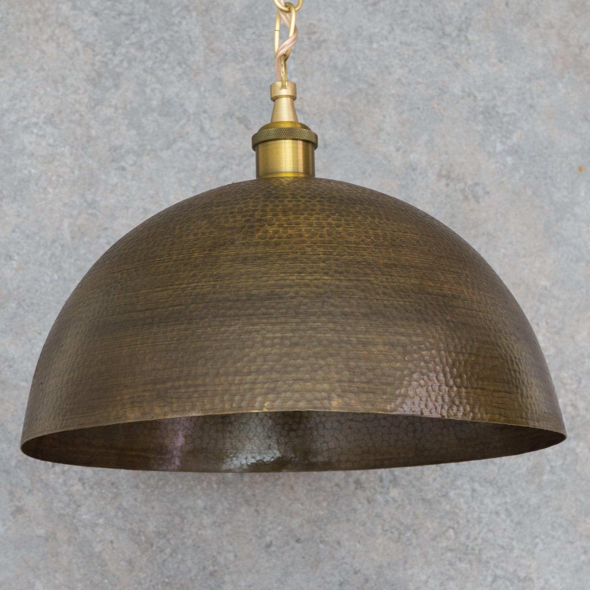 Oversized Dark Bronze Copper Pendant - Large Hammered Dome Light for Entryway & Dining