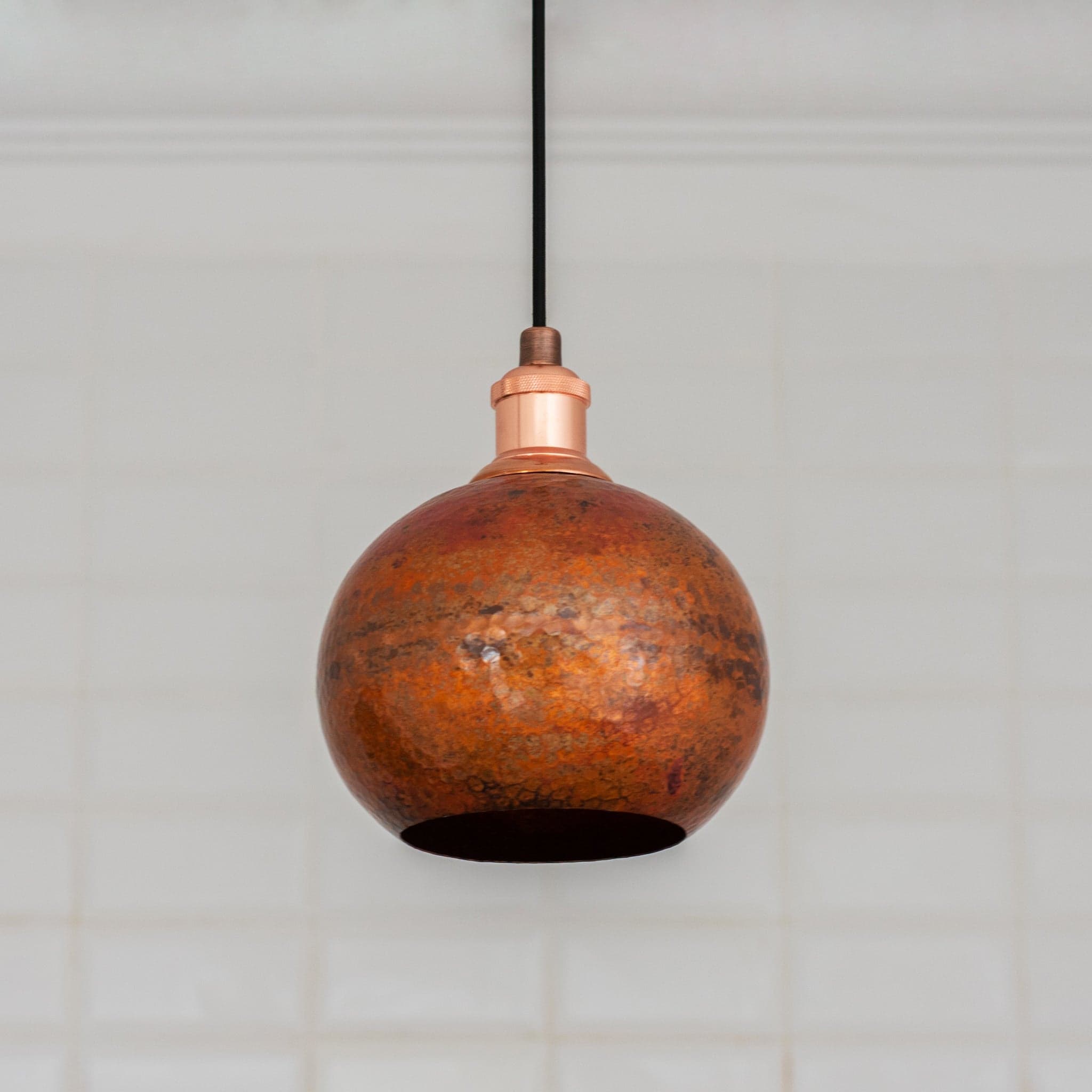 Oxidized Copper Pendant Light, Globe Pendant Light Copper, Ball Light Shade, Round Hanging Lamp Copper, Orb Ceiling Lamp