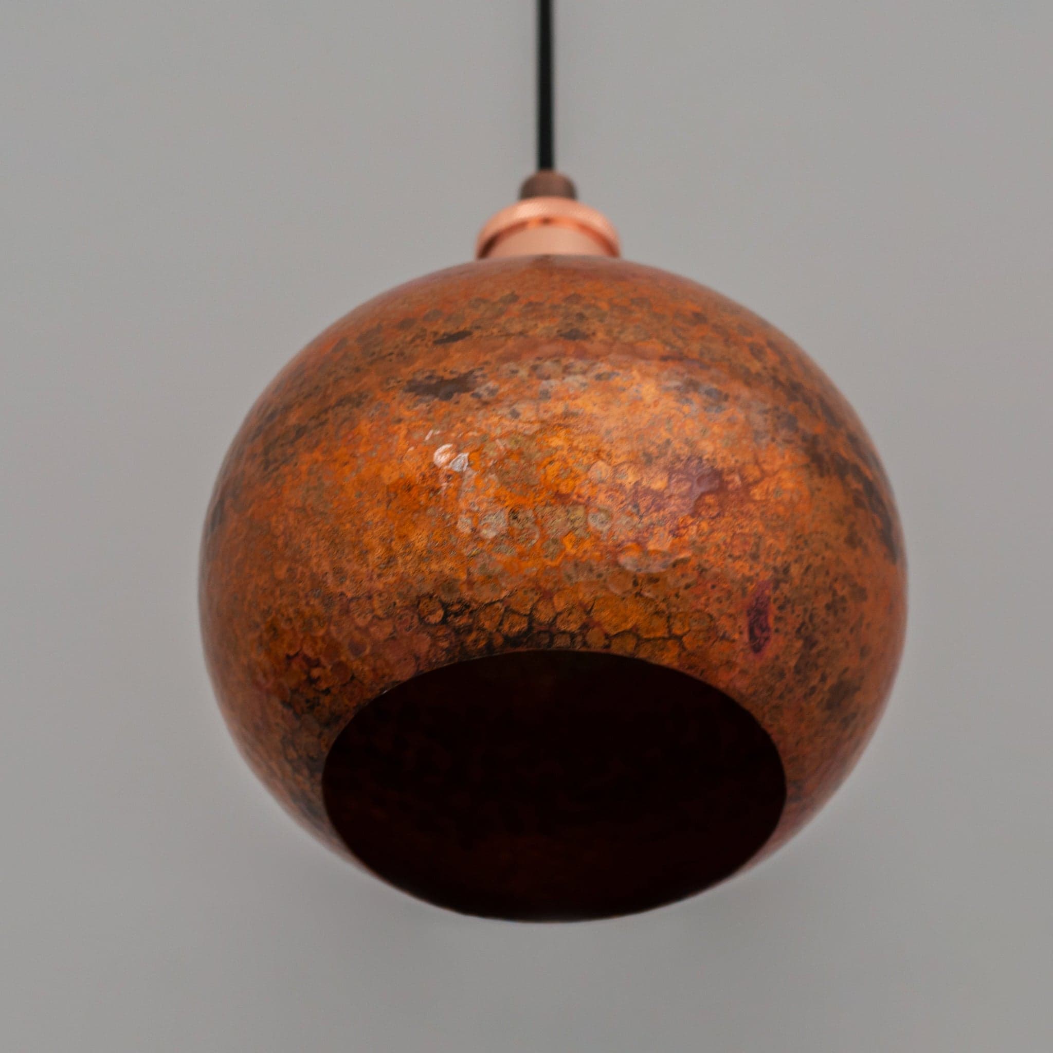 Oxidized Copper Pendant Light, Globe Pendant Light Copper, Ball Light Shade, Round Hanging Lamp Copper, Orb Ceiling Lamp