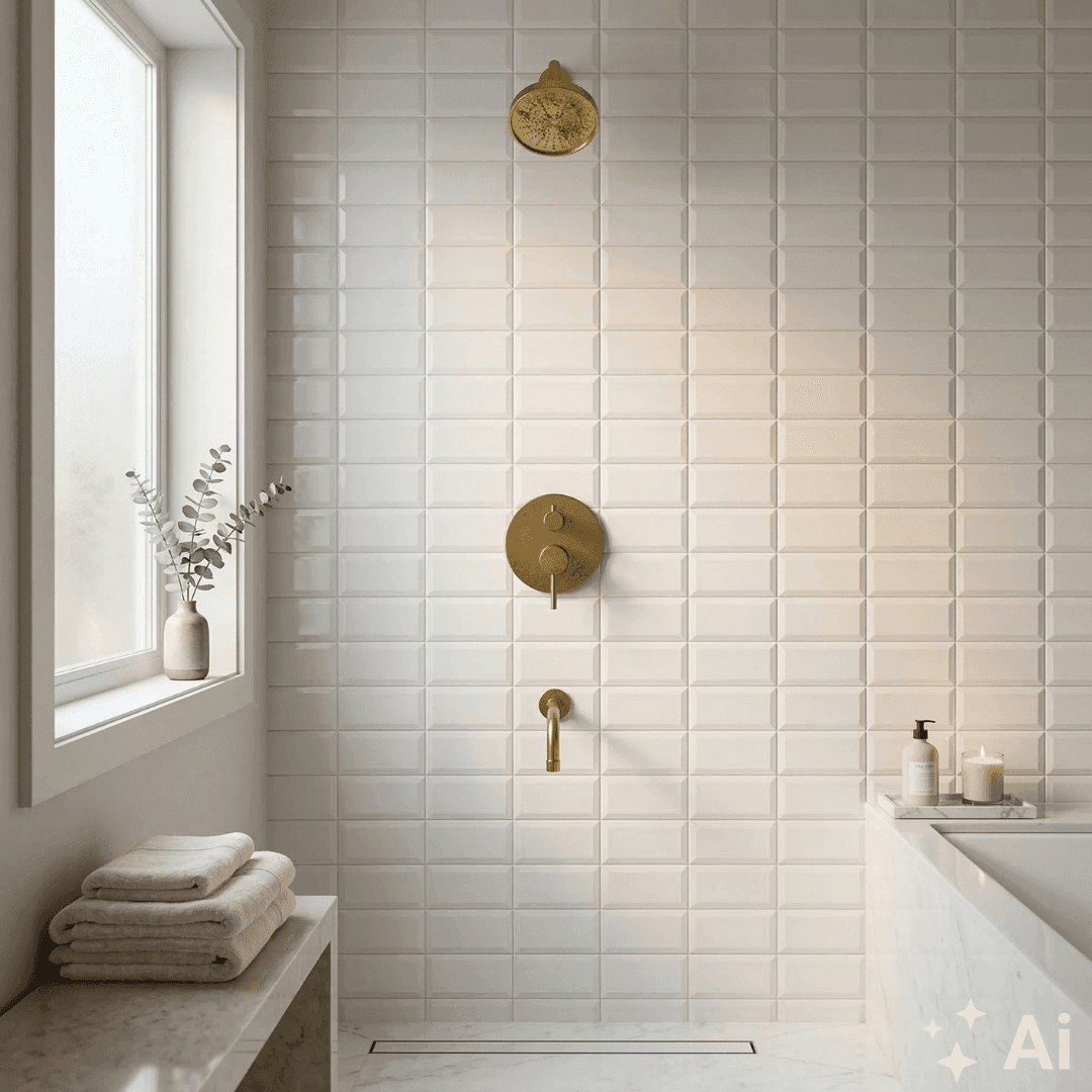 Solid Brass Angled Showerhead & Tub Filler | Concealed 2-Outlet Shower System