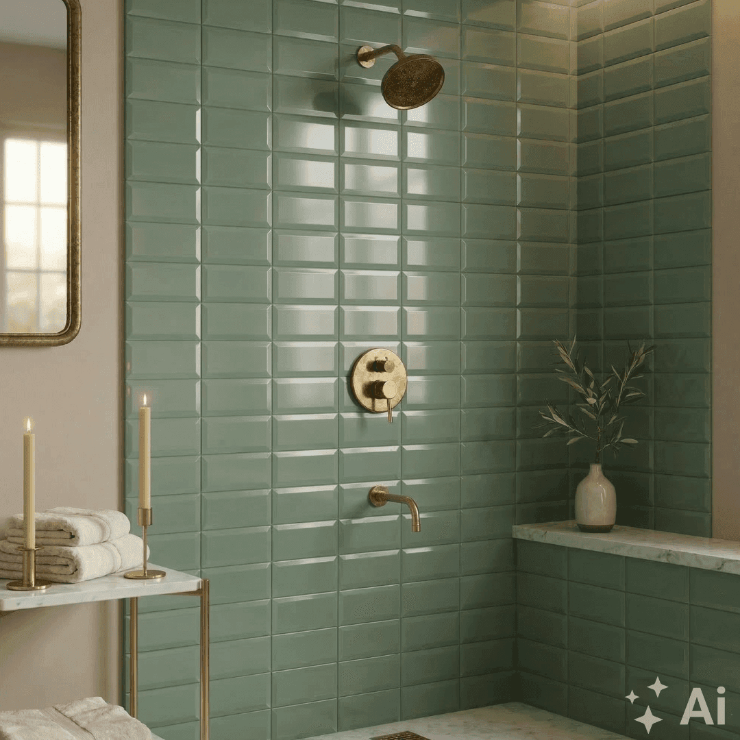 Solid Brass Angled Showerhead & Tub Filler | Concealed 2-Outlet Shower System