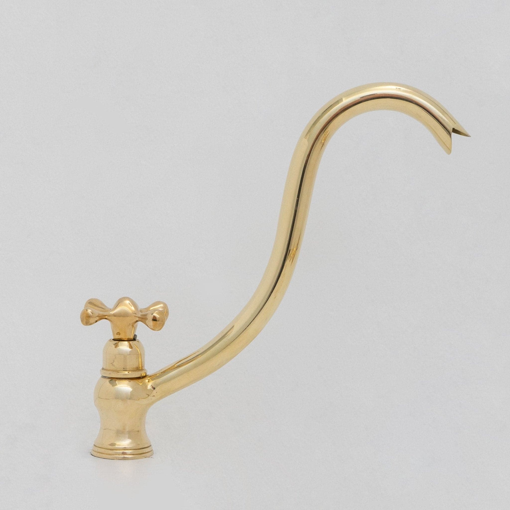 Solid Brass Cold Water Tap, Unlacquered Brass Faucet With Traditional Cross Handles