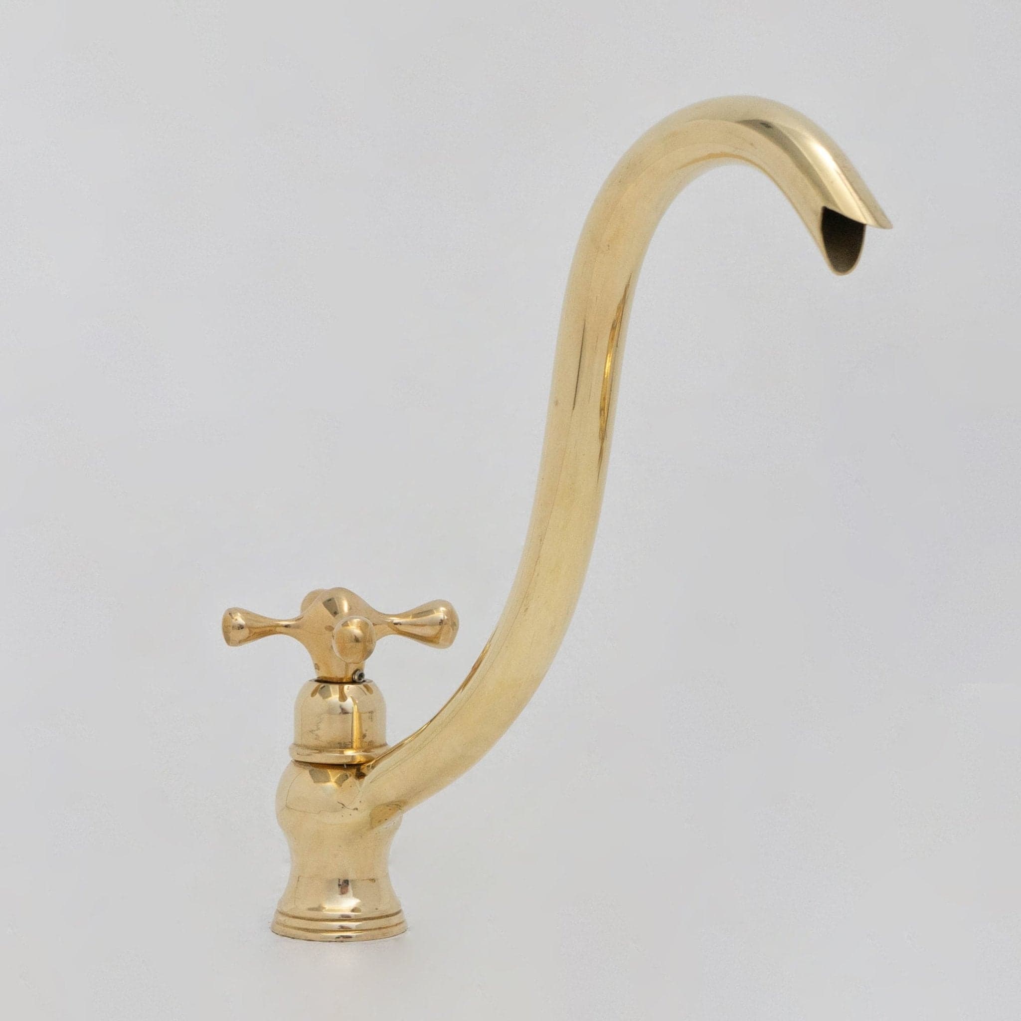 Solid Brass Cold Water Tap, Unlacquered Brass Faucet With Traditional Cross Handles