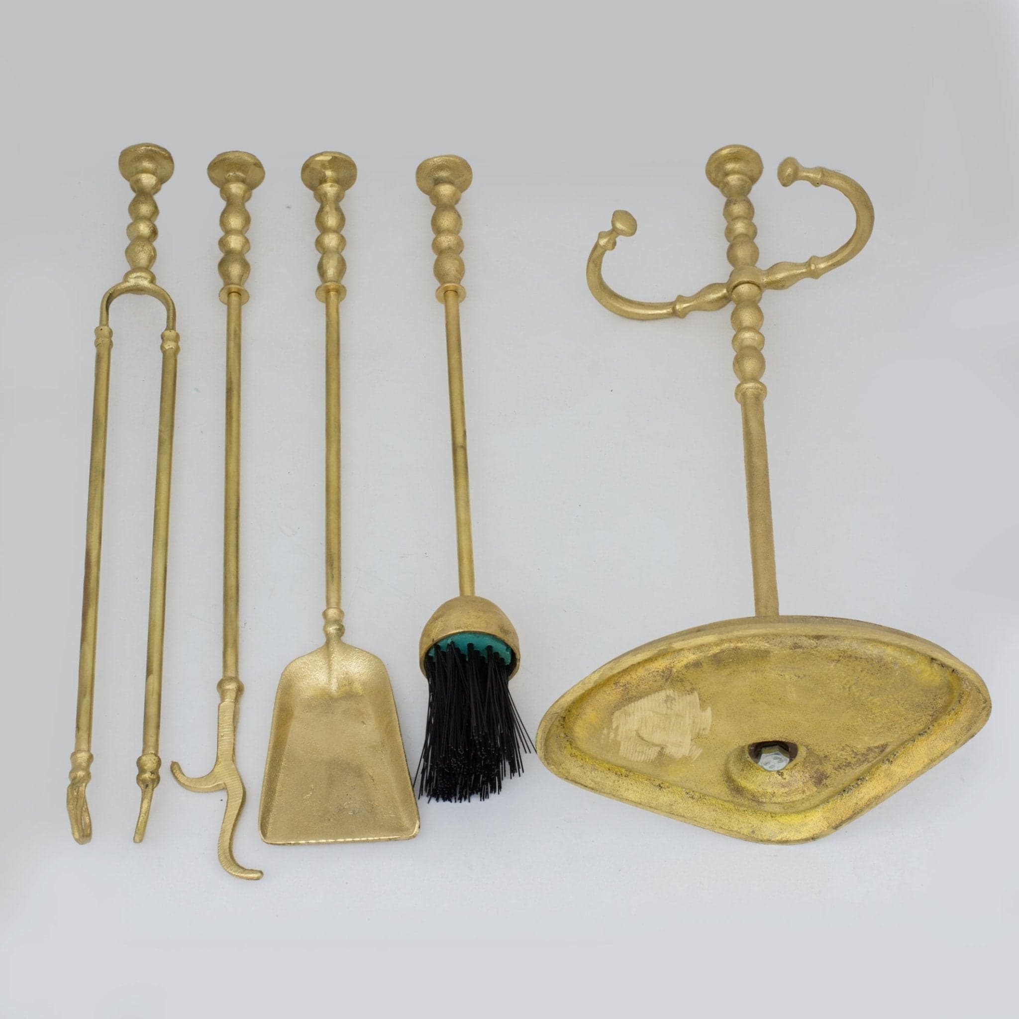 Solid Brass Fireplace Tools, Heavy Duty Fireside Set, Firewood Tongs With Stand