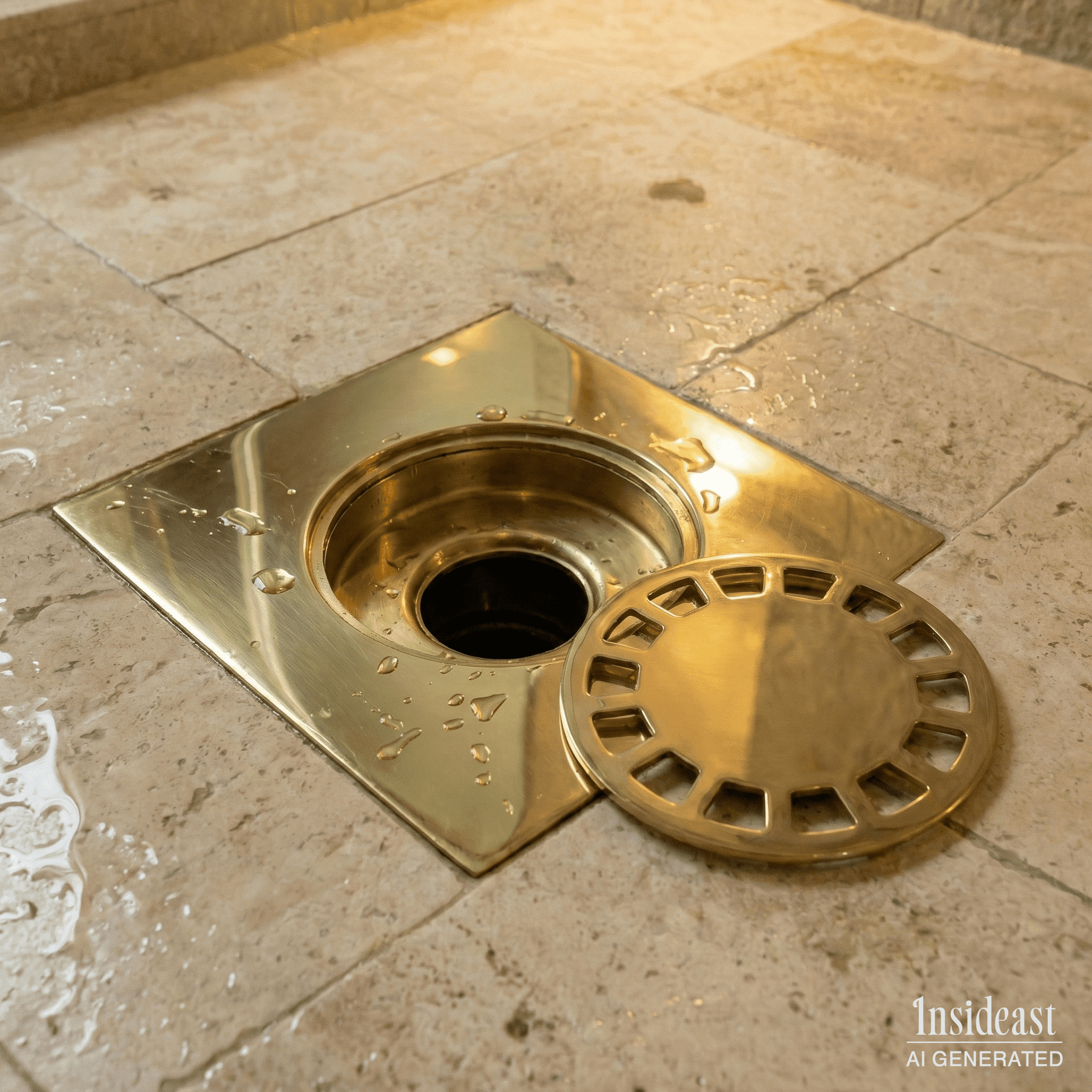 Solid Brass Square Floor Drain | Smooth Style | Unlacquered Shower Drain