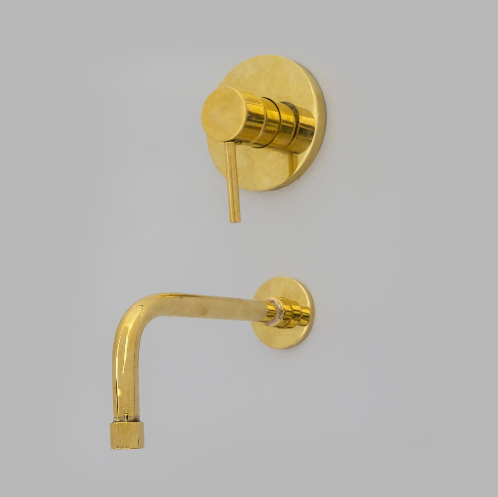 Solid Brass Tub Filler Built-in, Unlacquered Brass Shower System, Concealed Tub Filler