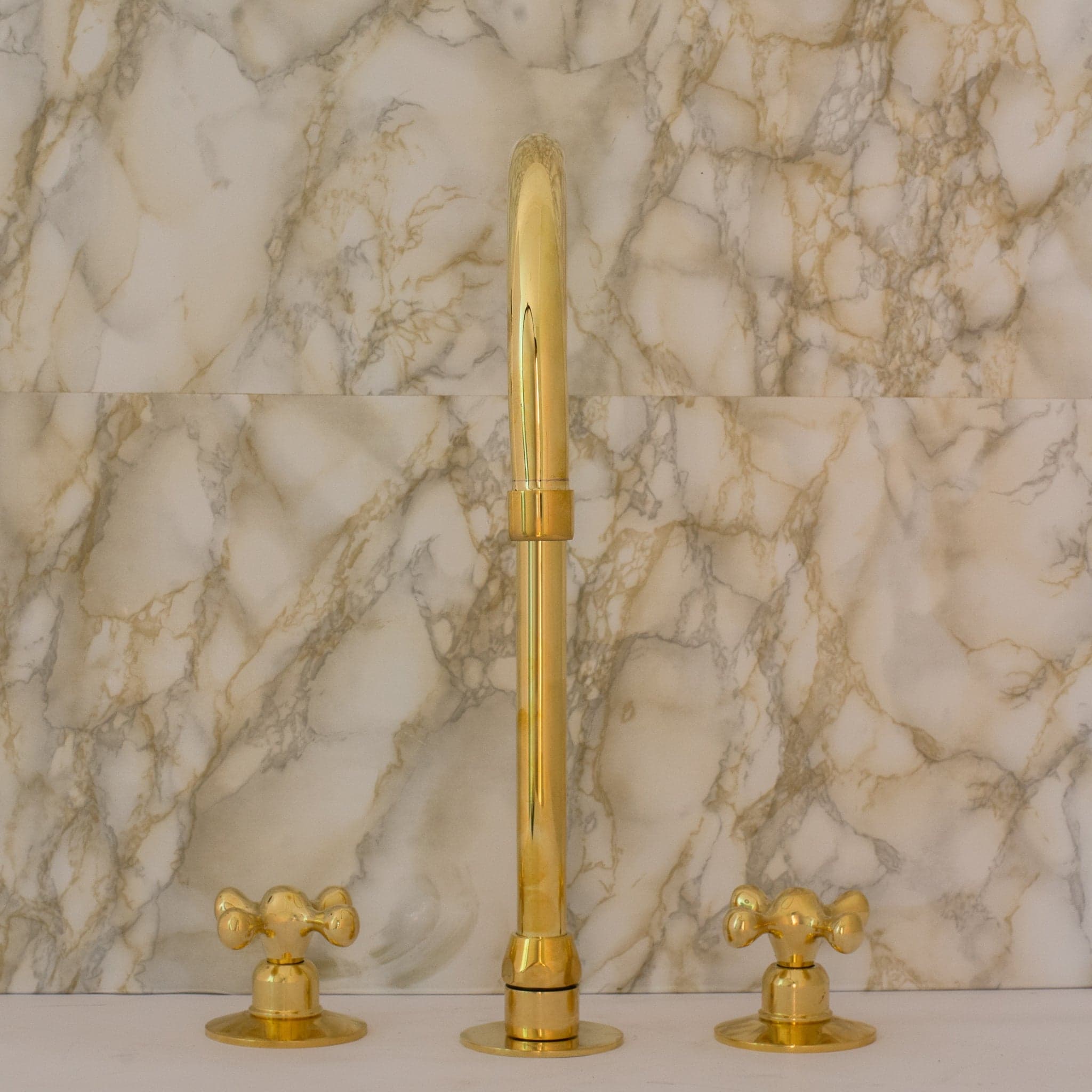 Unlacquered Brass 3-Hole Kitchen Faucet | Kitchen Sink Faucet Swivel Spout