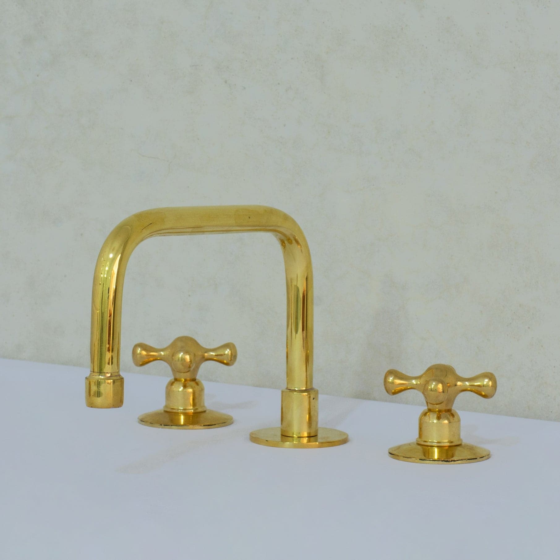 Unlacquered Brass Bathroom 3-Hole Faucet, Widespread Faucet 3 Hole, 2-Handle Bathroom Sink Faucet, Deck Mount Faucet Vanity