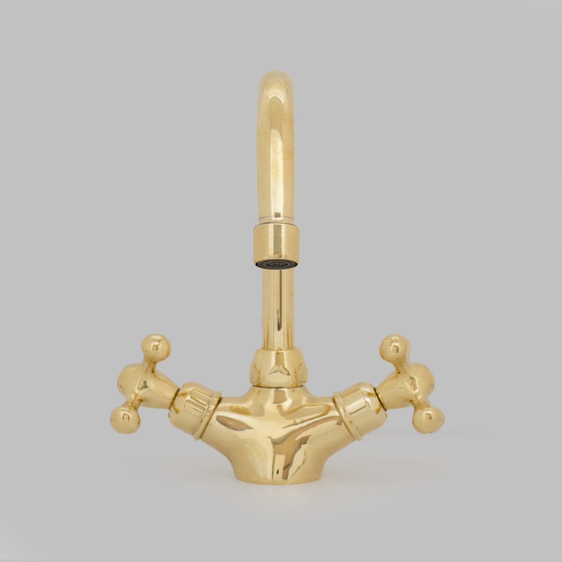 Unlacquered Brass Bathroom Bidet Faucet, Single Hole Bidet Tap, Deck-Mounted Bidet Mixer Tap, Cross Handle Bidet
