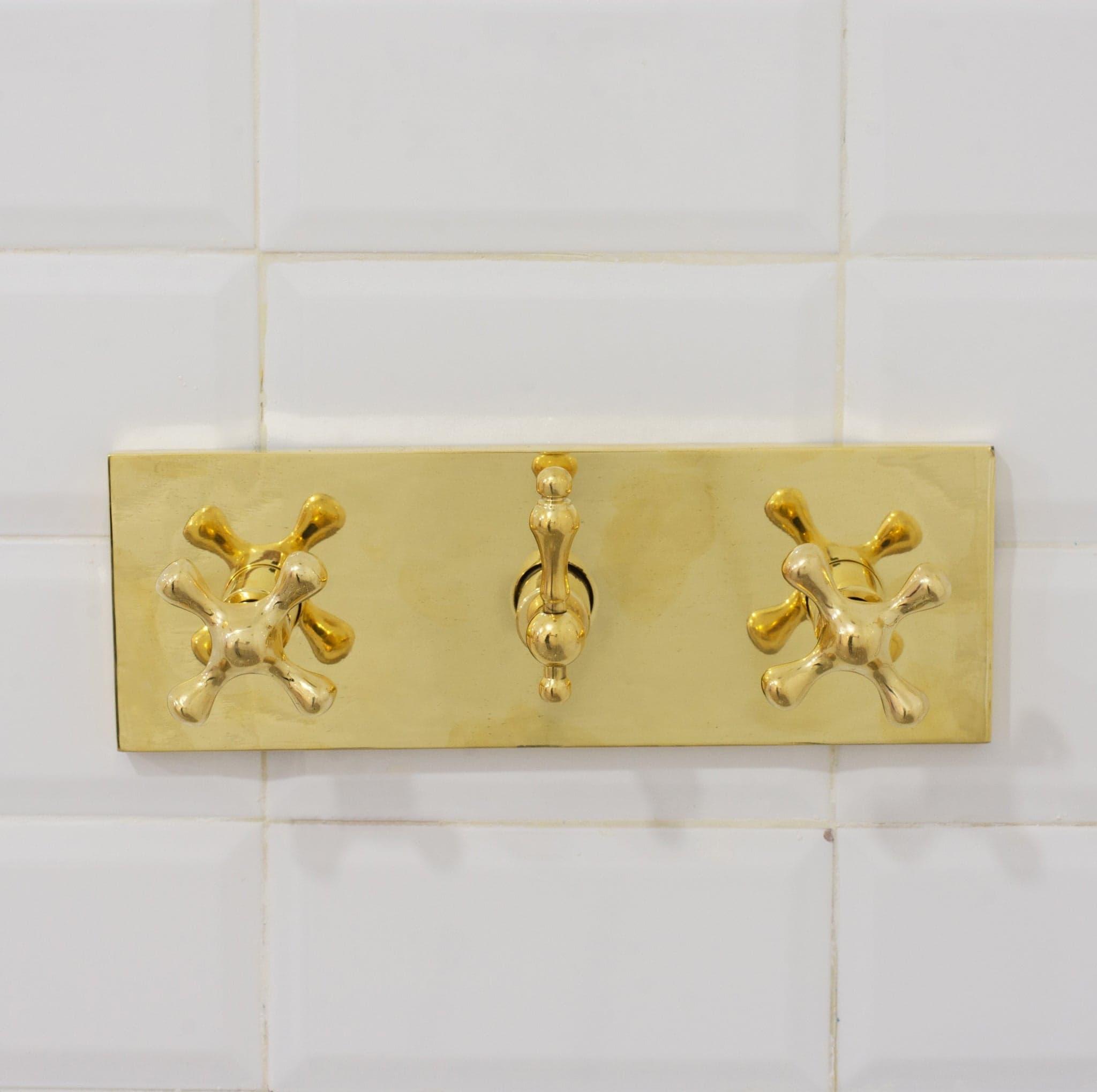 Unlacquered Brass Shower System – Built-In Showerhead with Handheld – Concealed Wall Shower Set