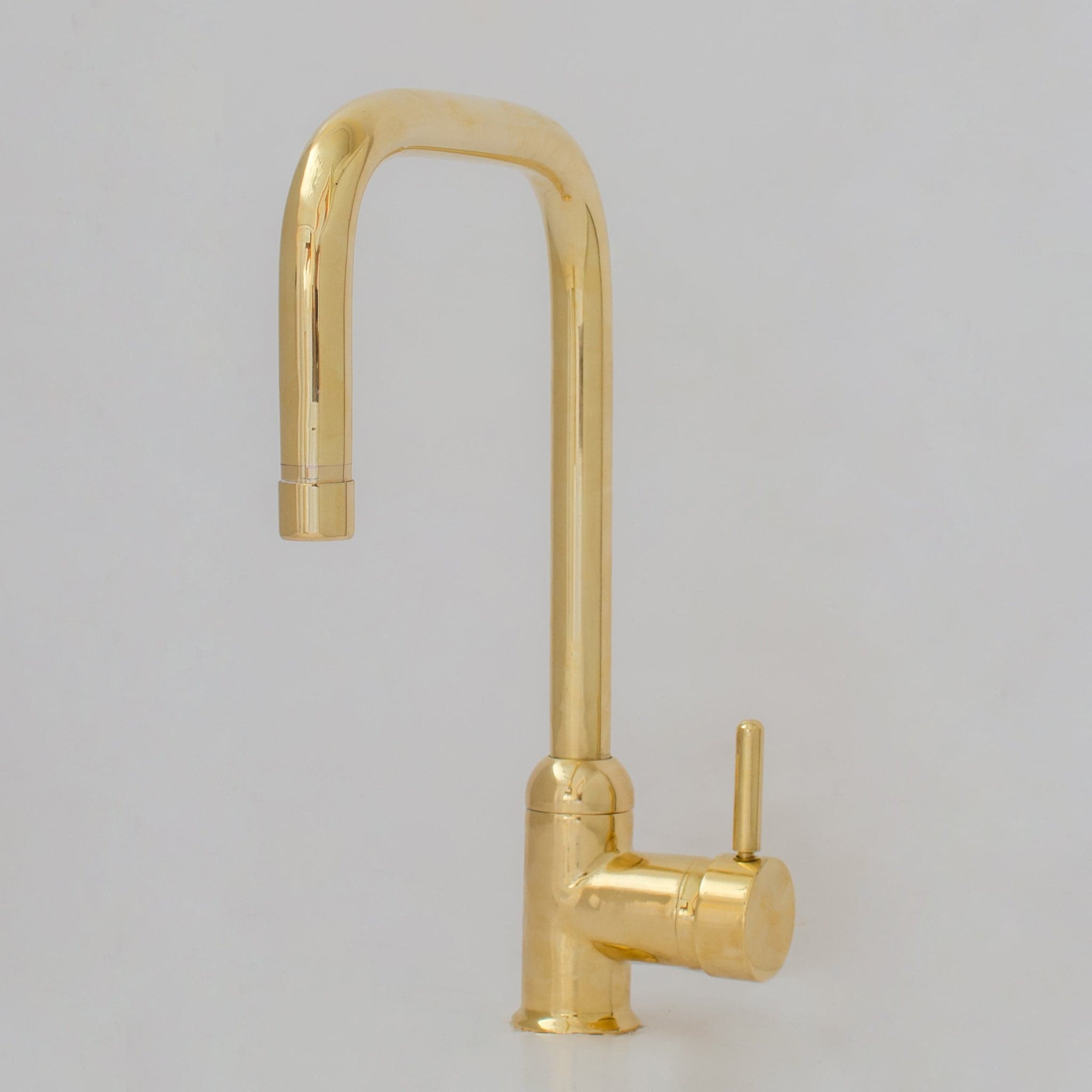 Unlacquered Brass Single Hole Kitchen Mixer Tap, Brass Single Handle Island Faucet