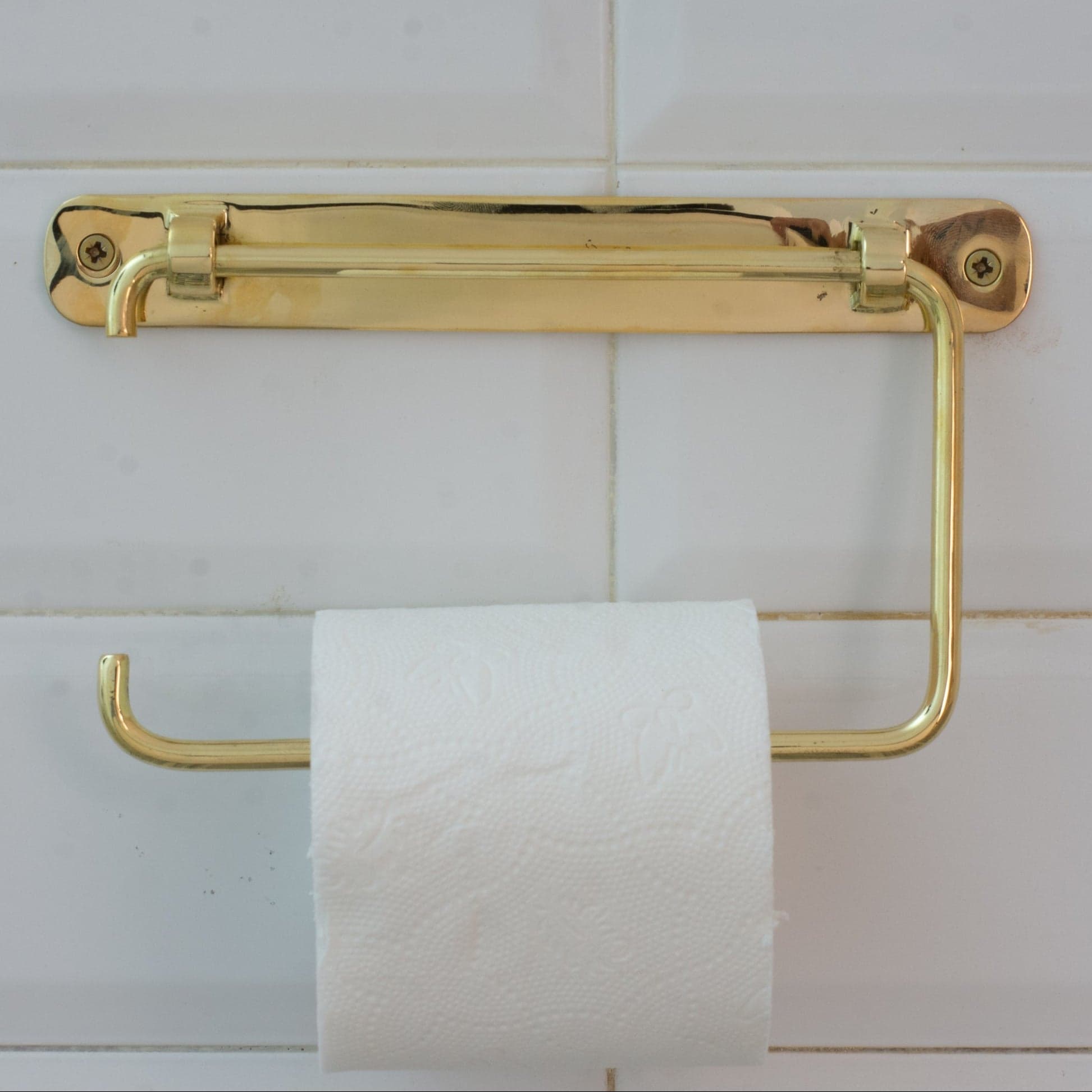 Unlacquered Brass TP Holder | Bathroom Roll Holder With Backplate