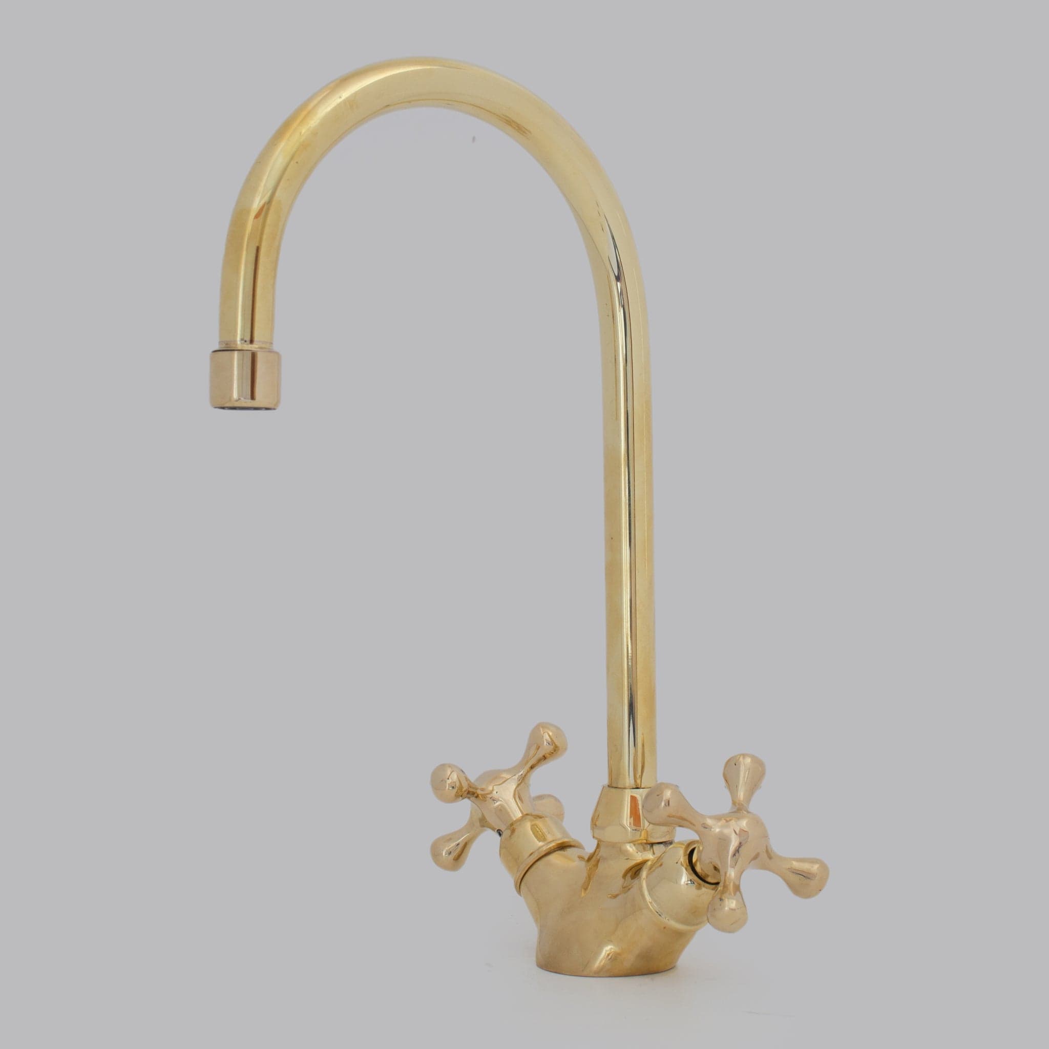 Unlacquered Brass Vanity Sink Faucet, Antique Brass Bathroom Single Hole Faucet