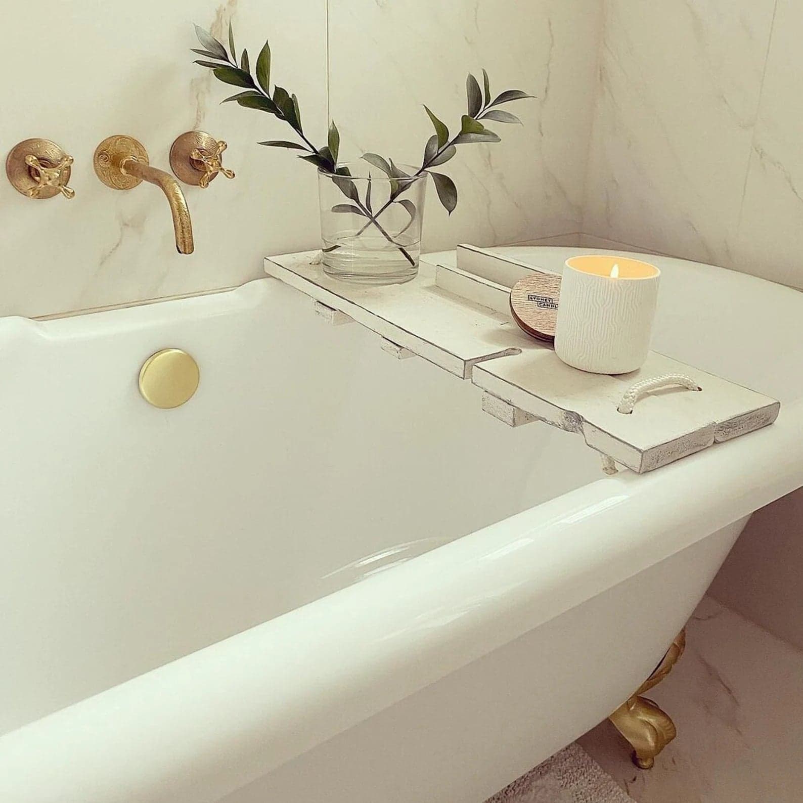 Unlacquered Brass Vintage Wall Mounted Bathroom Faucet with Gold Engraved Finish & Cross Handles