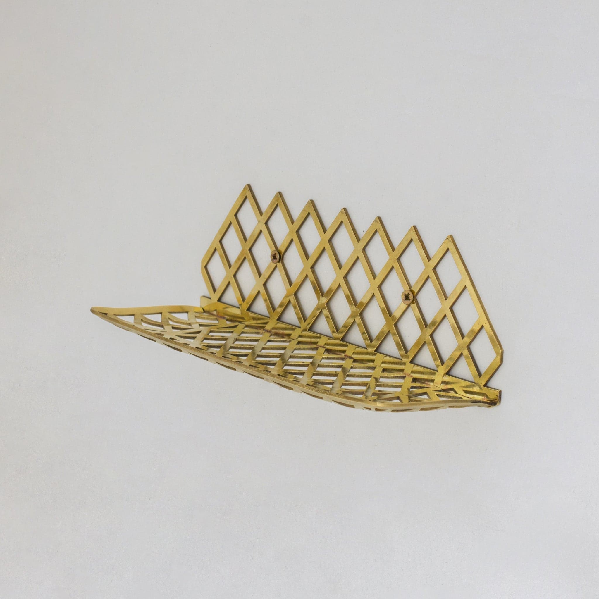 Unlacquered Brass Wall Shelf for Shower, Brass Floating Grid Shelf, Shower Draining Shelf