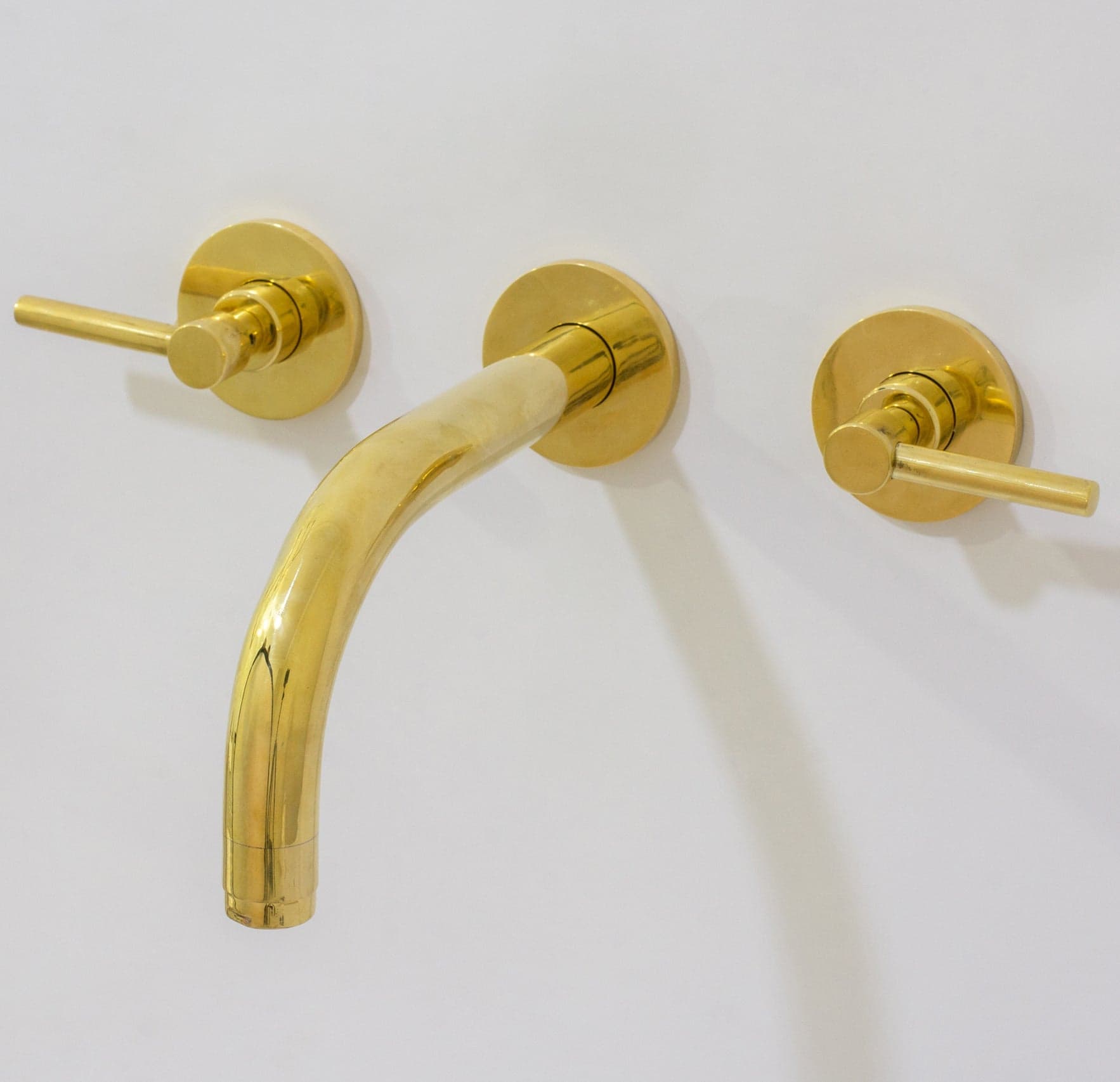 Unlacquered Solid Brass Wall Mounted Bathroom Vessel Sink Faucet, Antique Basin Vanity Faucet