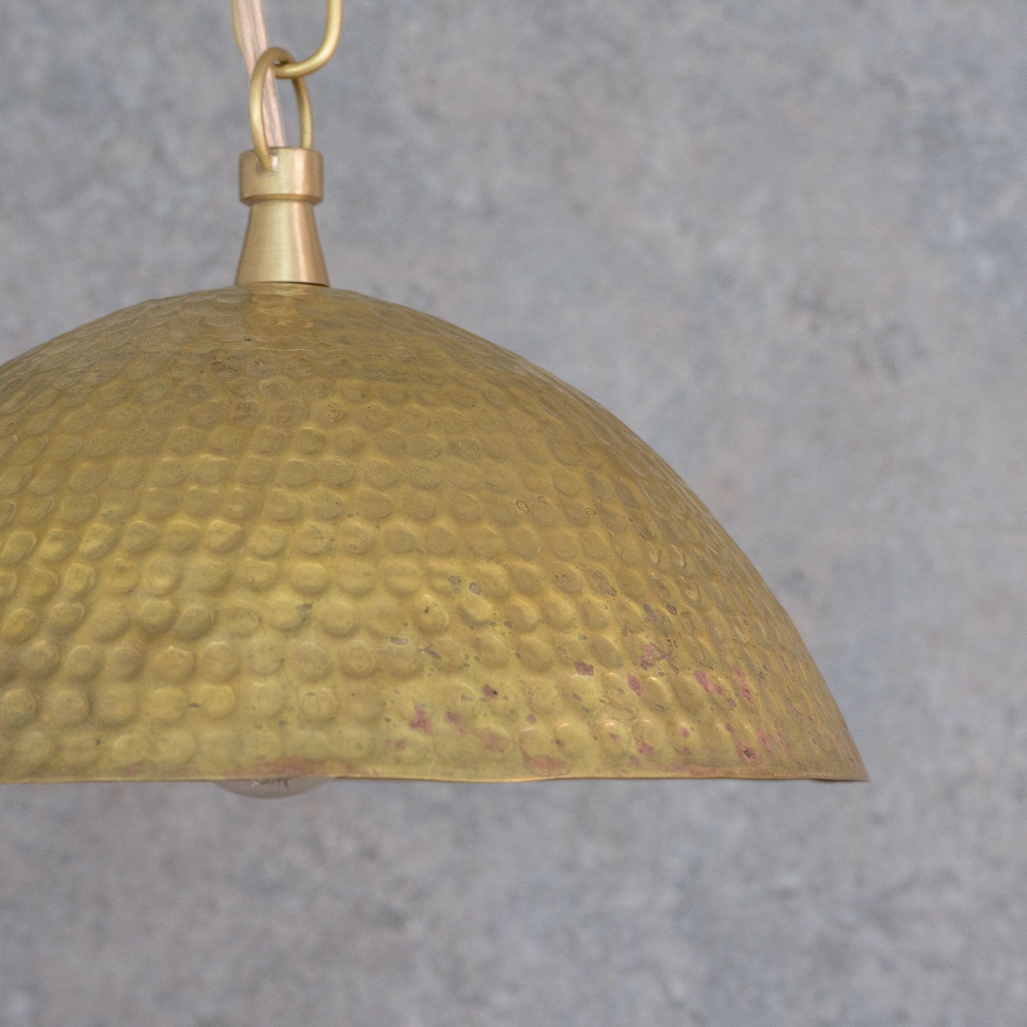 Weathered Antique Brass Dome Pendant - Hammered Moroccan Brass Light