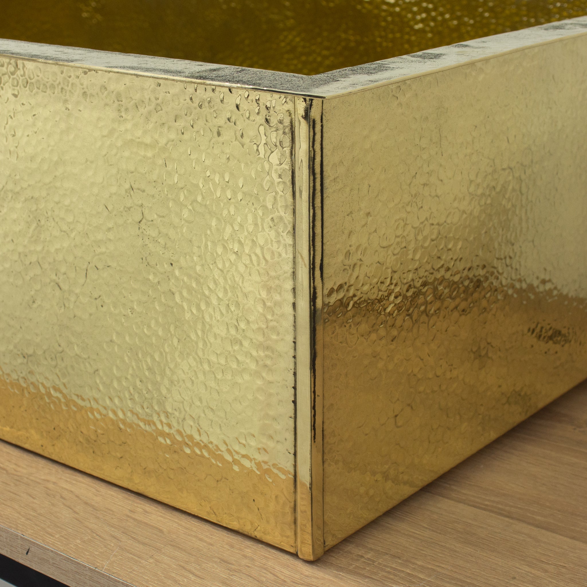 40" Hammered Unlacquered Brass Farmhouse Sink, Customizable Solid Brass Undermount Kitchen Sink, Single Basin Farmhouse Sink alternate view 5