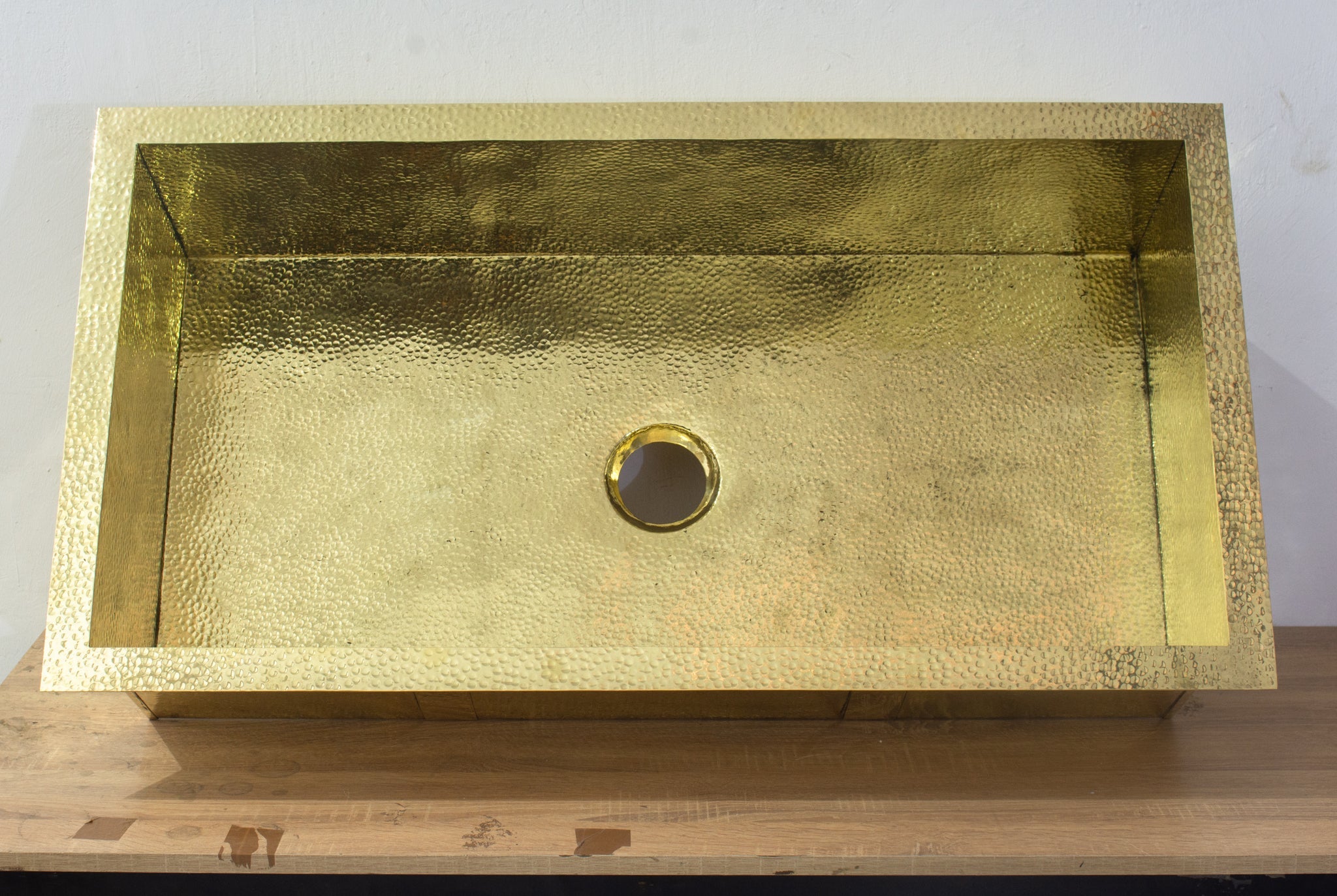 40" Hammered Unlacquered Brass Farmhouse Sink, Customizable Solid Brass Undermount Kitchen Sink, Single Basin Farmhouse Sink alternate view 2