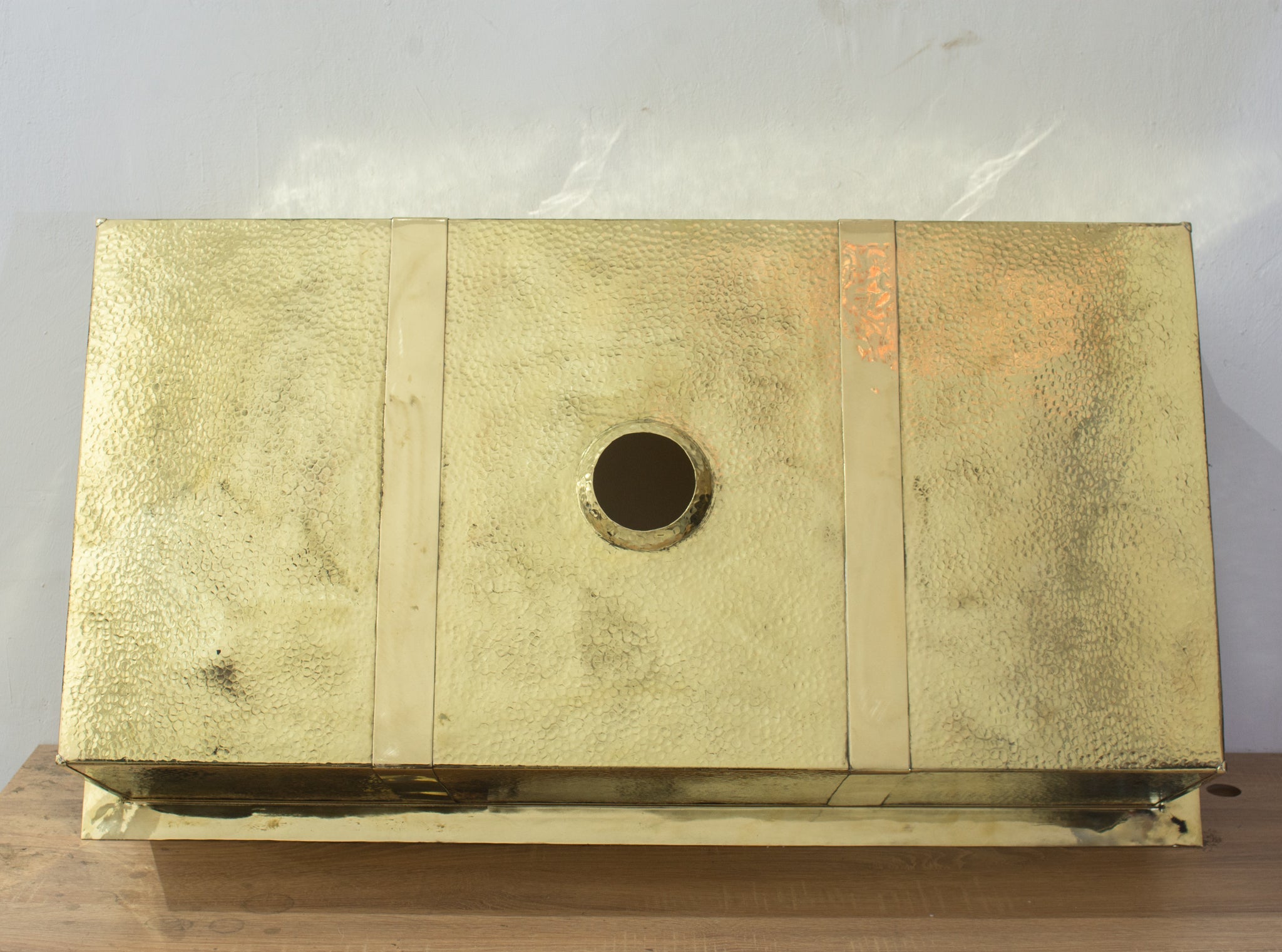 40" Hammered Unlacquered Brass Farmhouse Sink, Customizable Solid Brass Undermount Kitchen Sink, Single Basin Farmhouse Sink alternate view 4