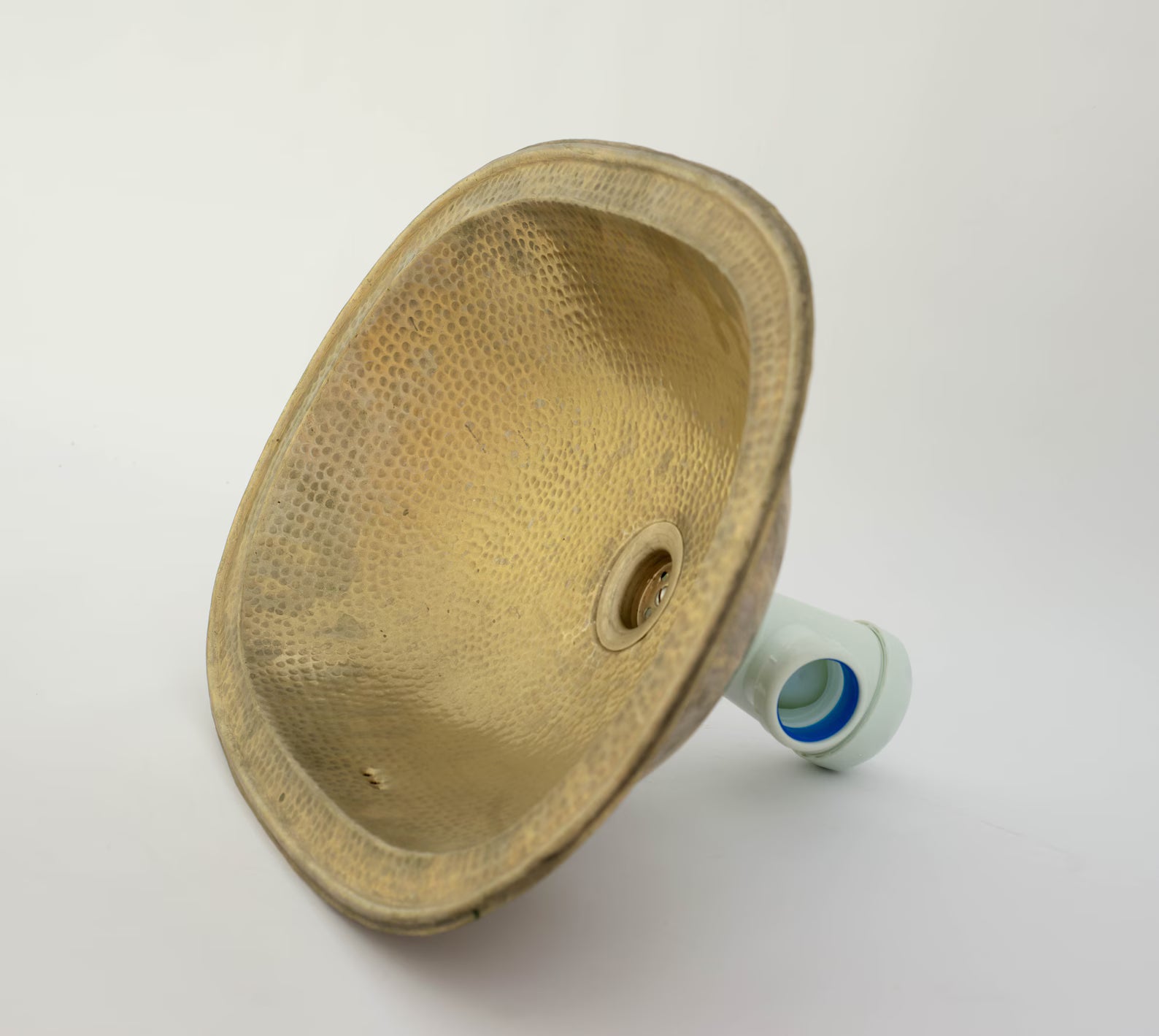 Hammered Oval Brass Sink – Drop-In Antique Brass Bathroom Sink | Aged Solid Brass Basin alternate view 3