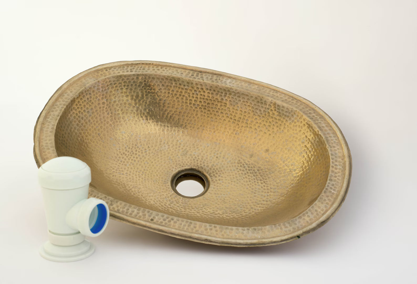 Hammered Oval Brass Sink – Drop-In Antique Brass Bathroom Sink | Aged Solid Brass Basin alternate view 4