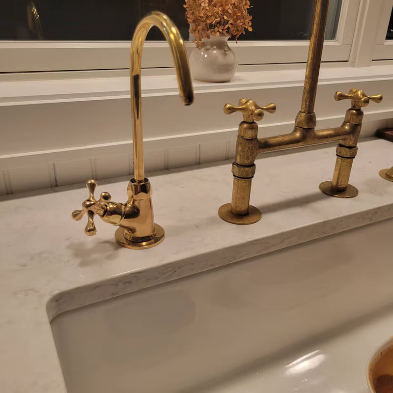 Unlacquered Brass Water Dispenser Kitchen Faucet | Single Hole Cold Water Tap alternate view 3