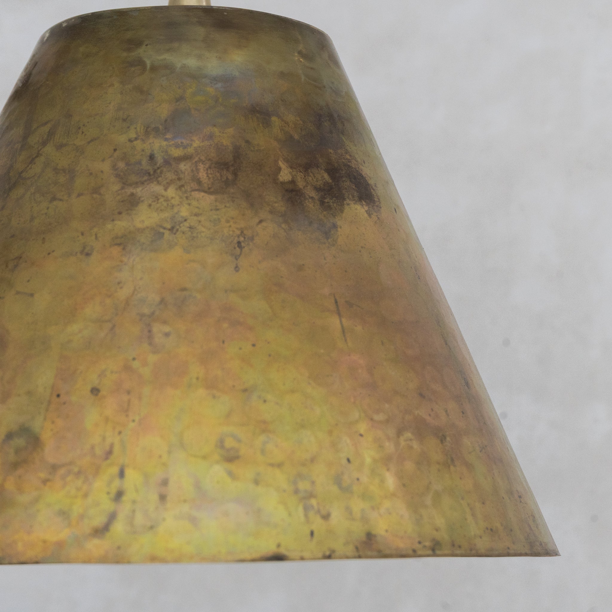 Aged Brass Cone Pendant Light - Industrial Hand-Hammered Tapered Lamp alternate view 4