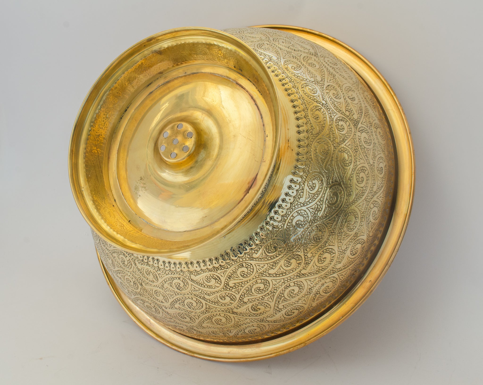 Antique Brass Bowl Vessel Sink Engraved Bathroom Vanity Basin, Gold Vintage Engraved Sink alternate view 5