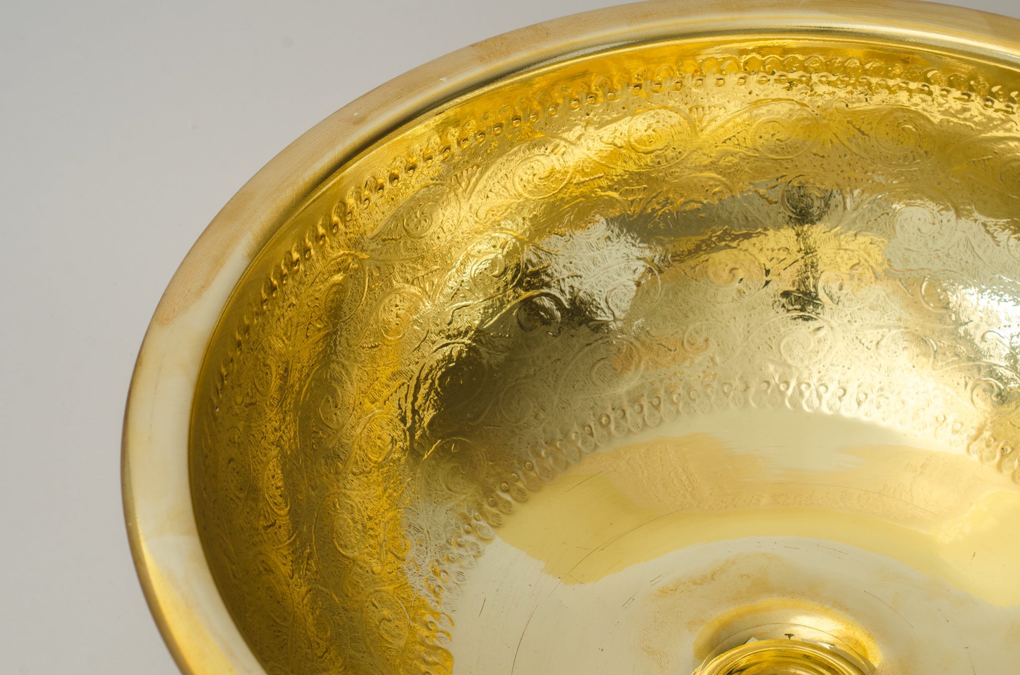 Antique Brass Bowl Vessel Sink Engraved Bathroom Vanity Basin, Gold Vintage Engraved Sink alternate view 10